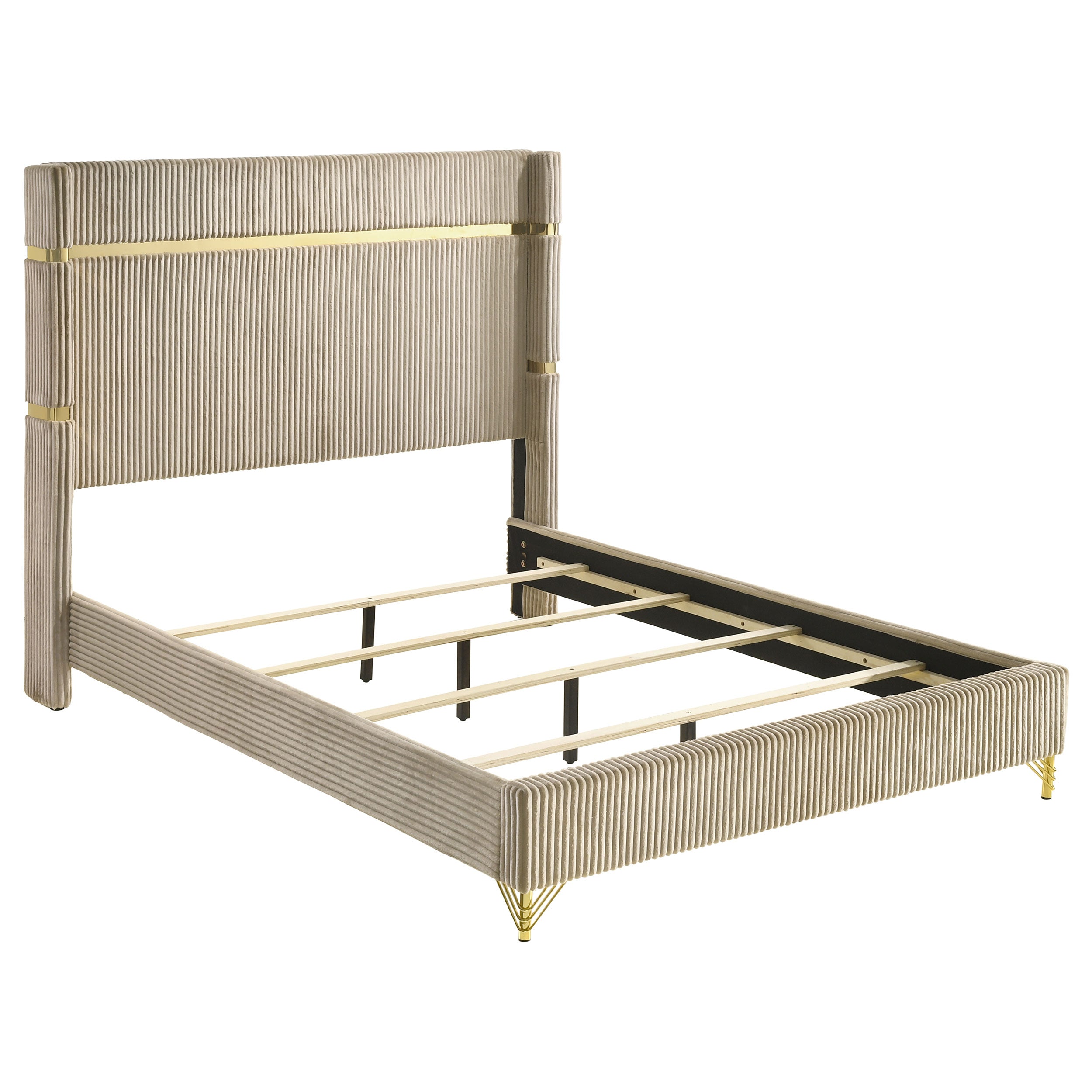 Dar Furniture - Coaster - Lucia 61-inch Upholstered Queen Wingback Bed Beige - 224731Q
