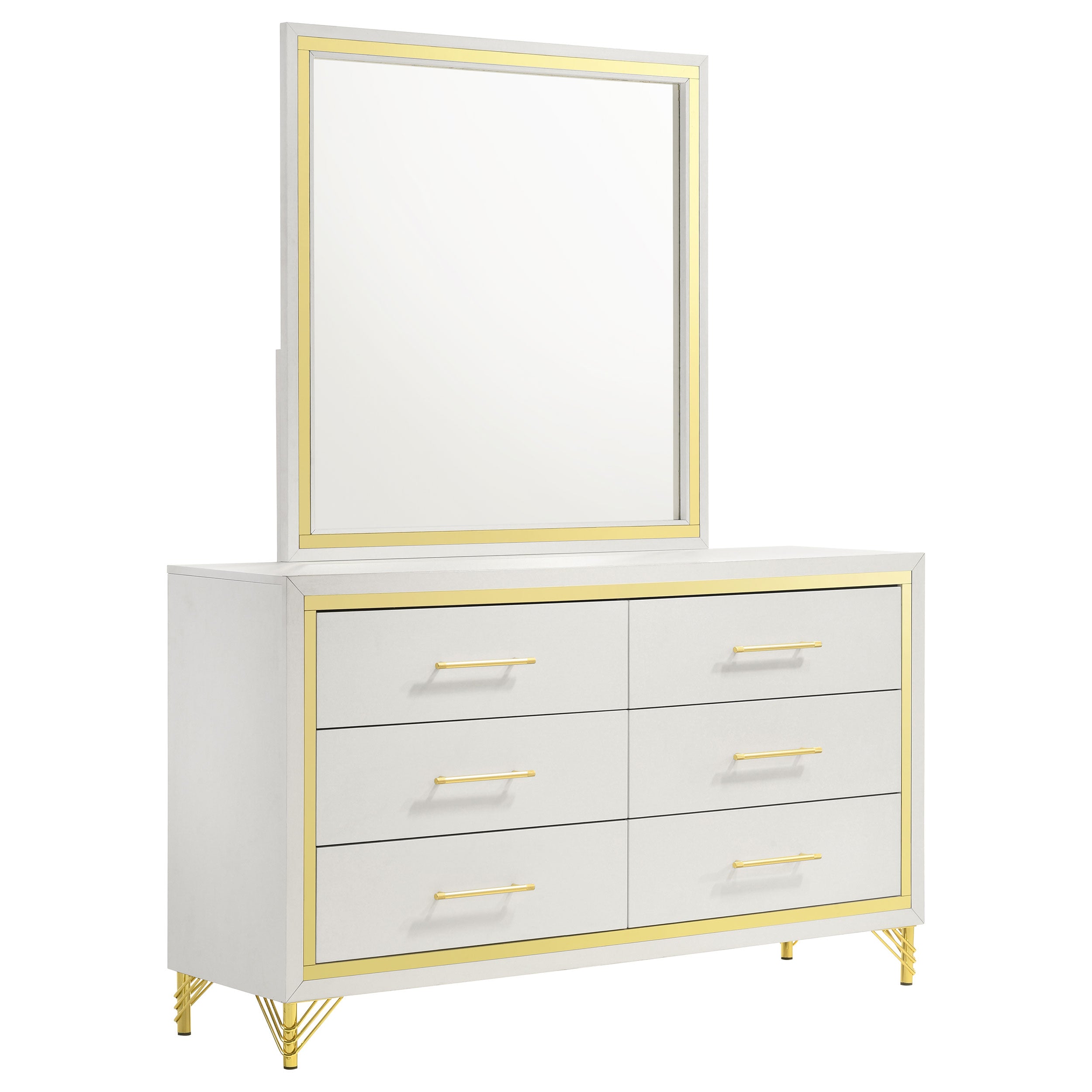 Dar Furniture - Coaster - Lucia 6-drawer Dresser with Mirror White  - 224733M