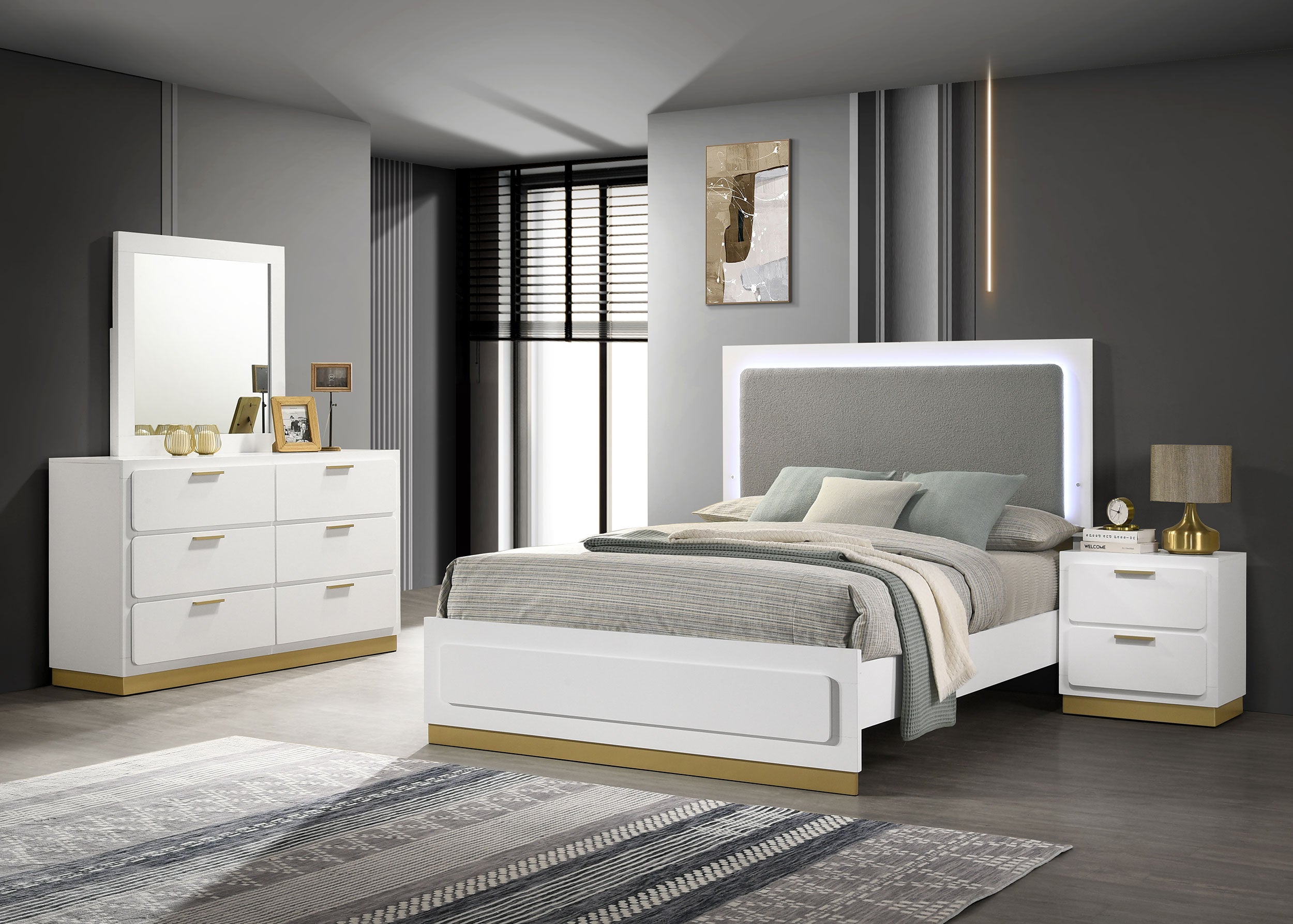 Dar Furniture - Coaster - Caraway 4-piece California King Bedroom Set White - 224771KW-S4