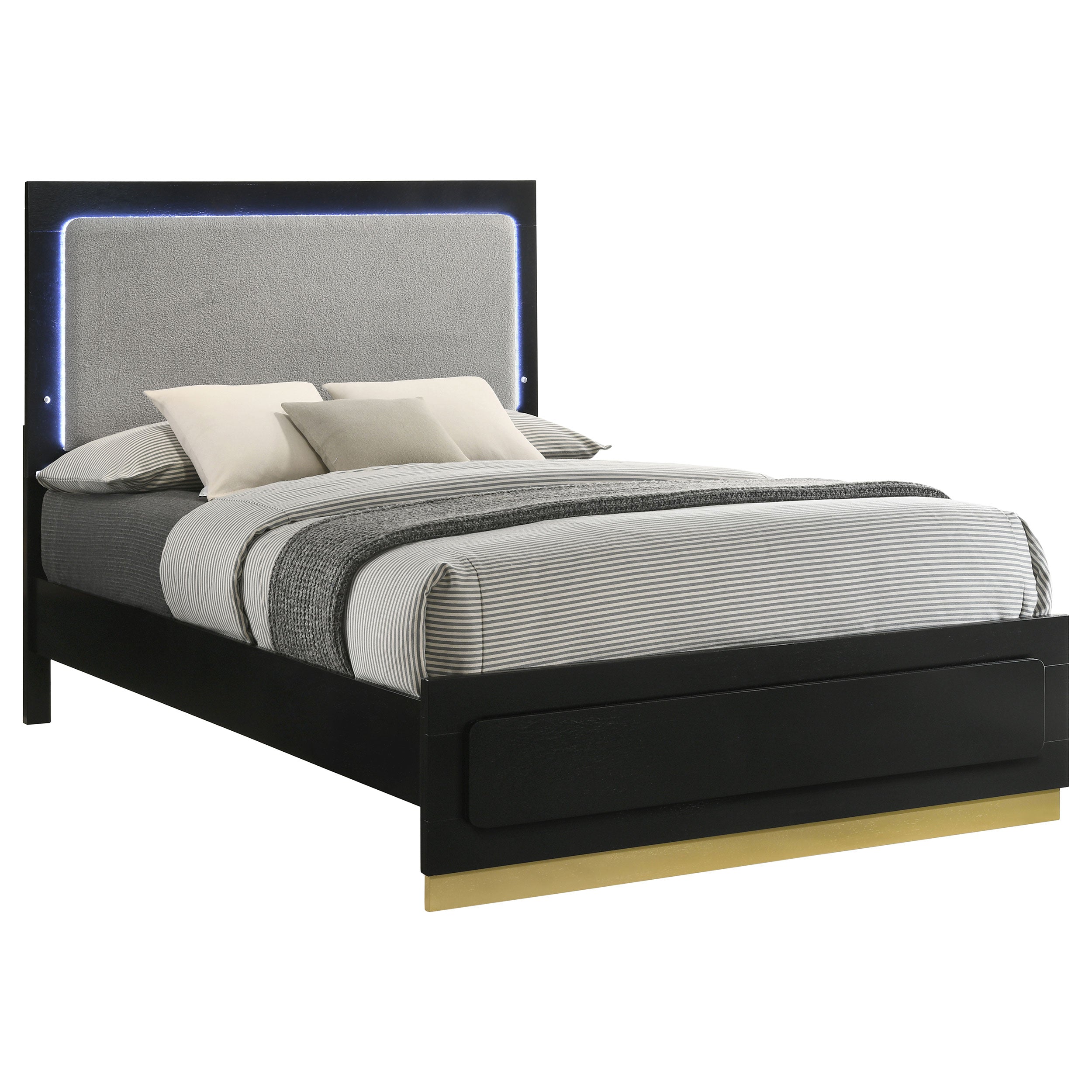 Caraway Wood Eastern King LED Panel Bed Black