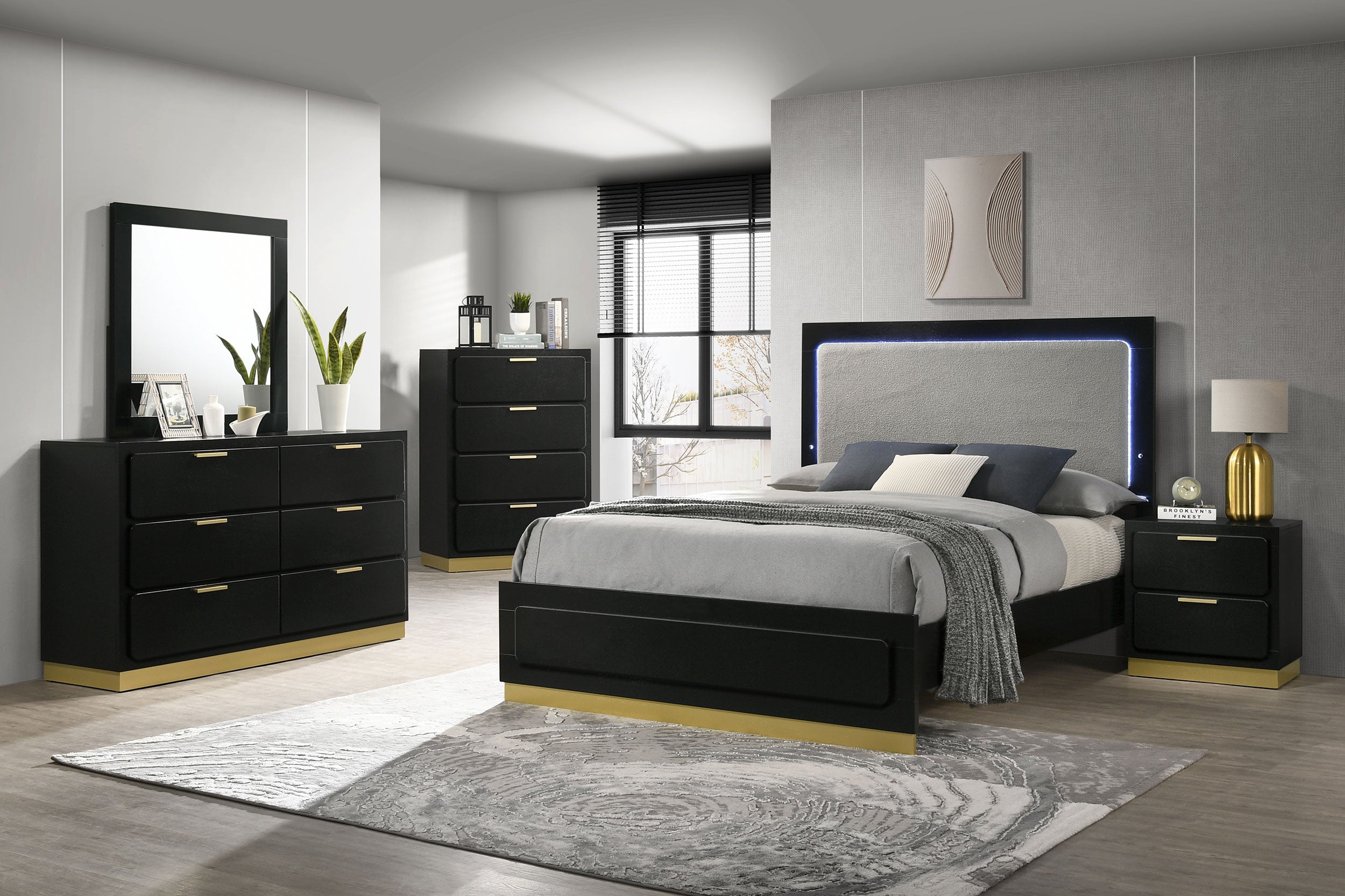Dar Furniture - Coaster - Caraway 5-piece Queen Bedroom Set Black - 224781Q-S5