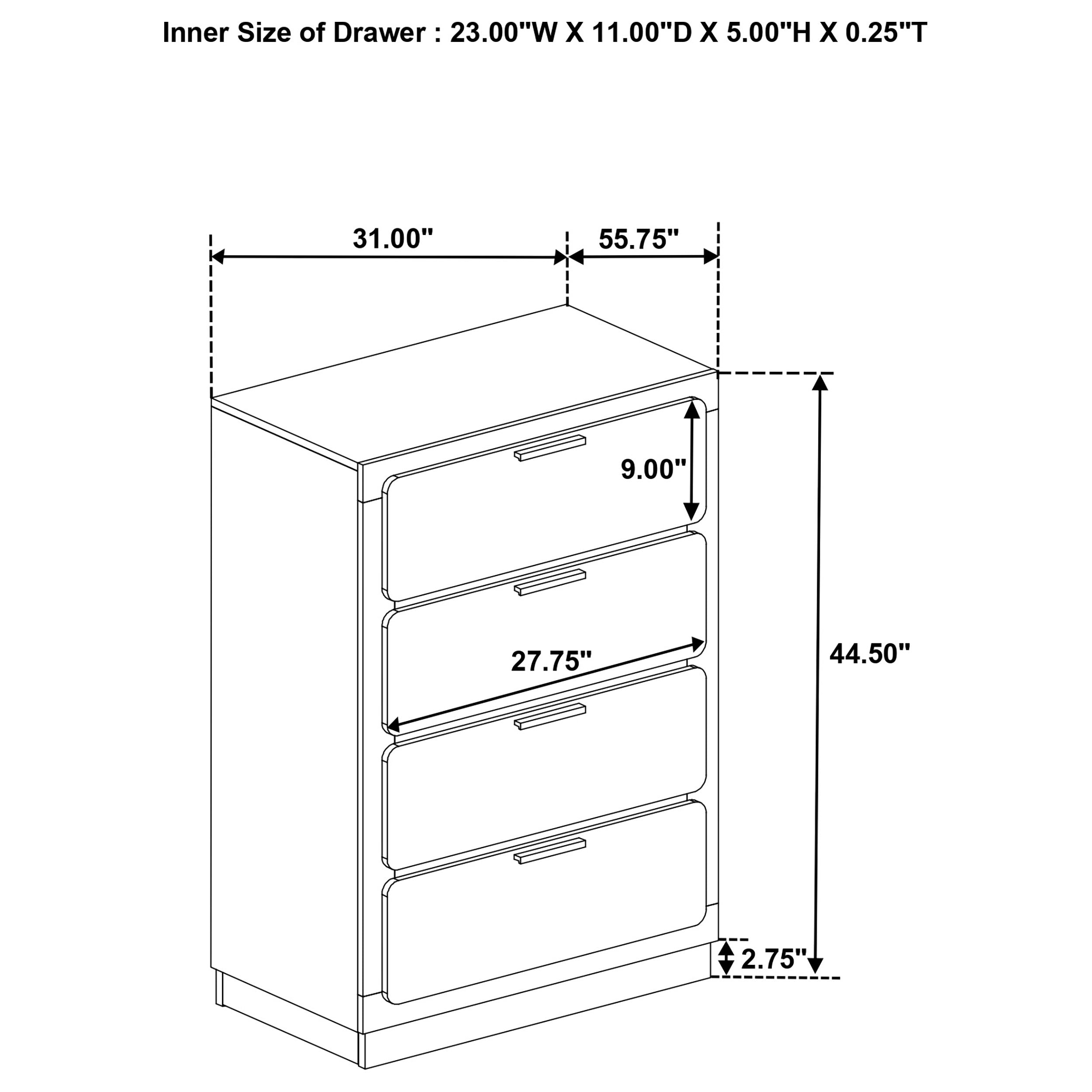 Caraway 4-drawer Bedroom Chest Black