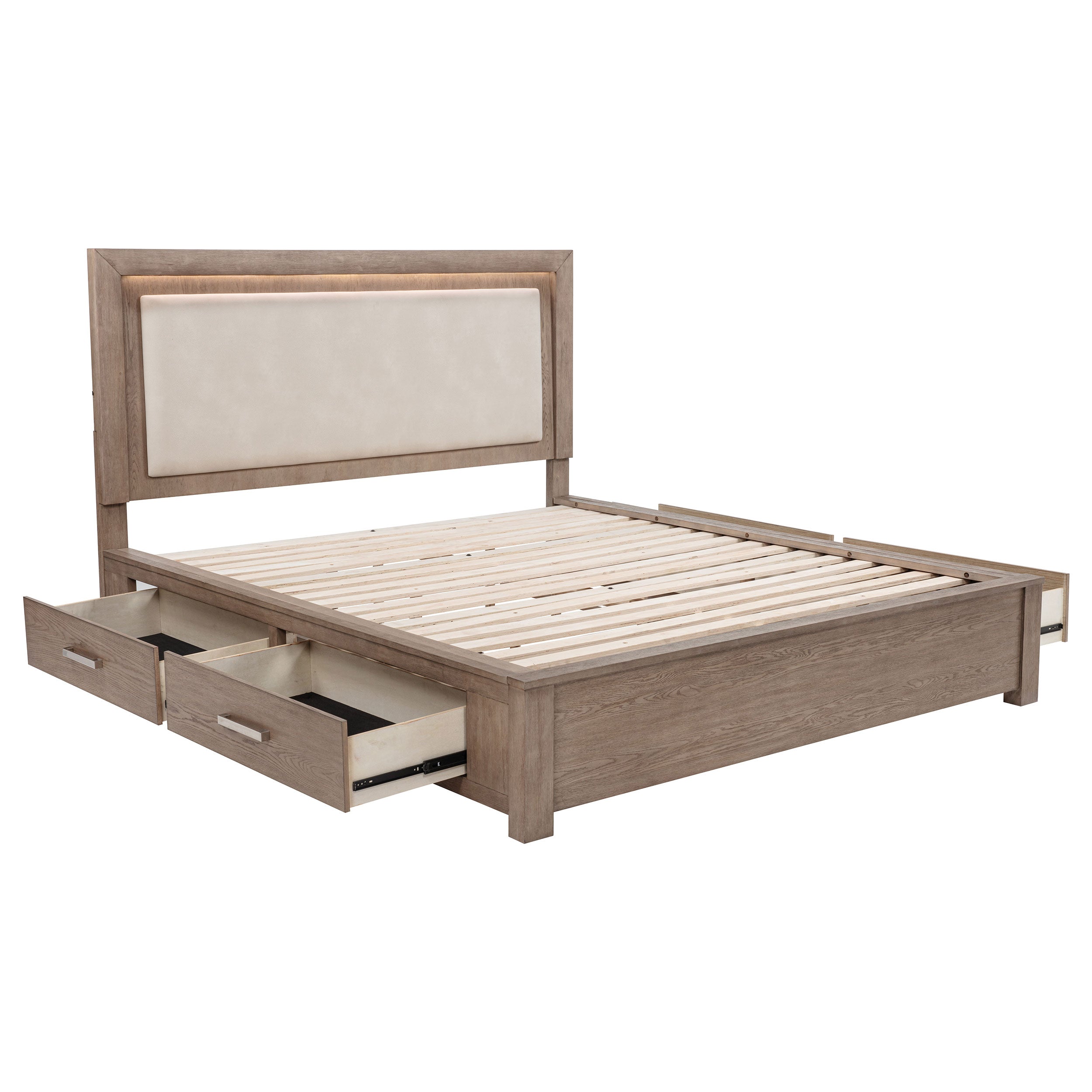 Dar Furniture - Coaster - Kenora 56-inch Eastern King LED Storage Bed Barley Brown - 224850KE