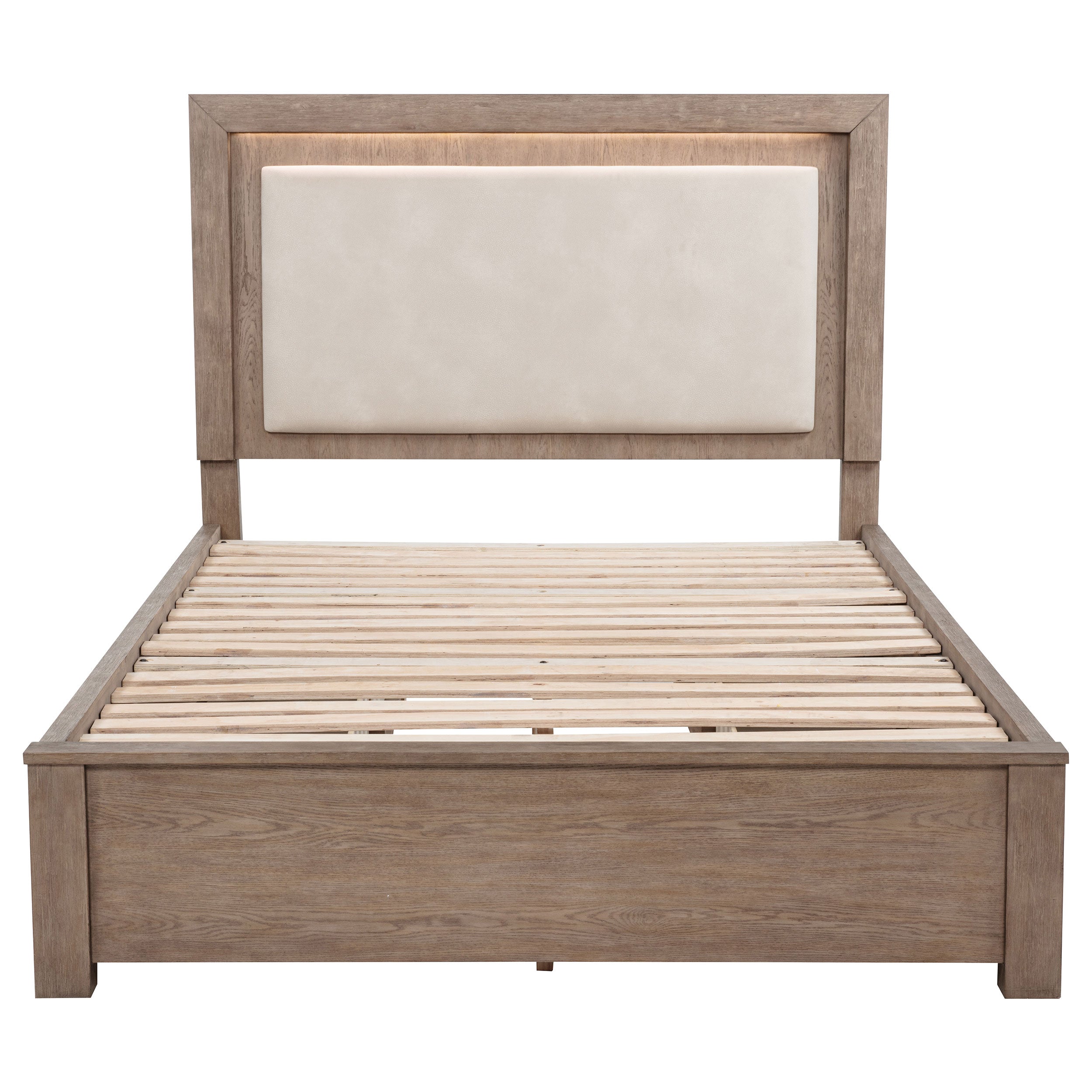 Kenora 56-inch Queen LED Storage Bed Barley Brown