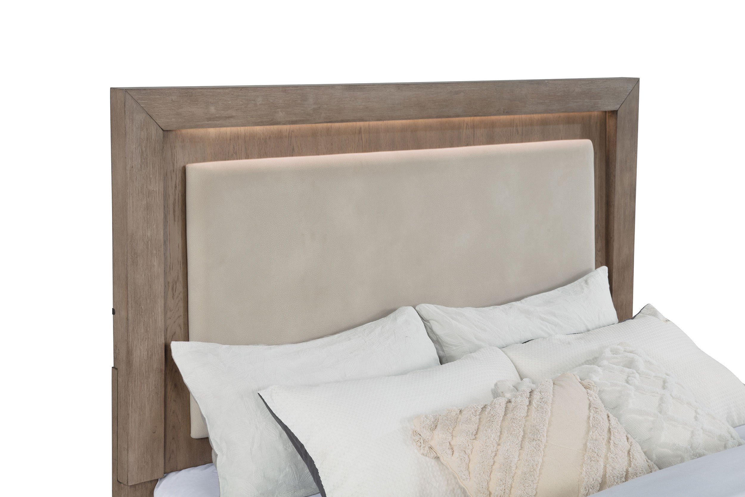 Kenora 56-inch Queen LED Storage Bed Barley Brown