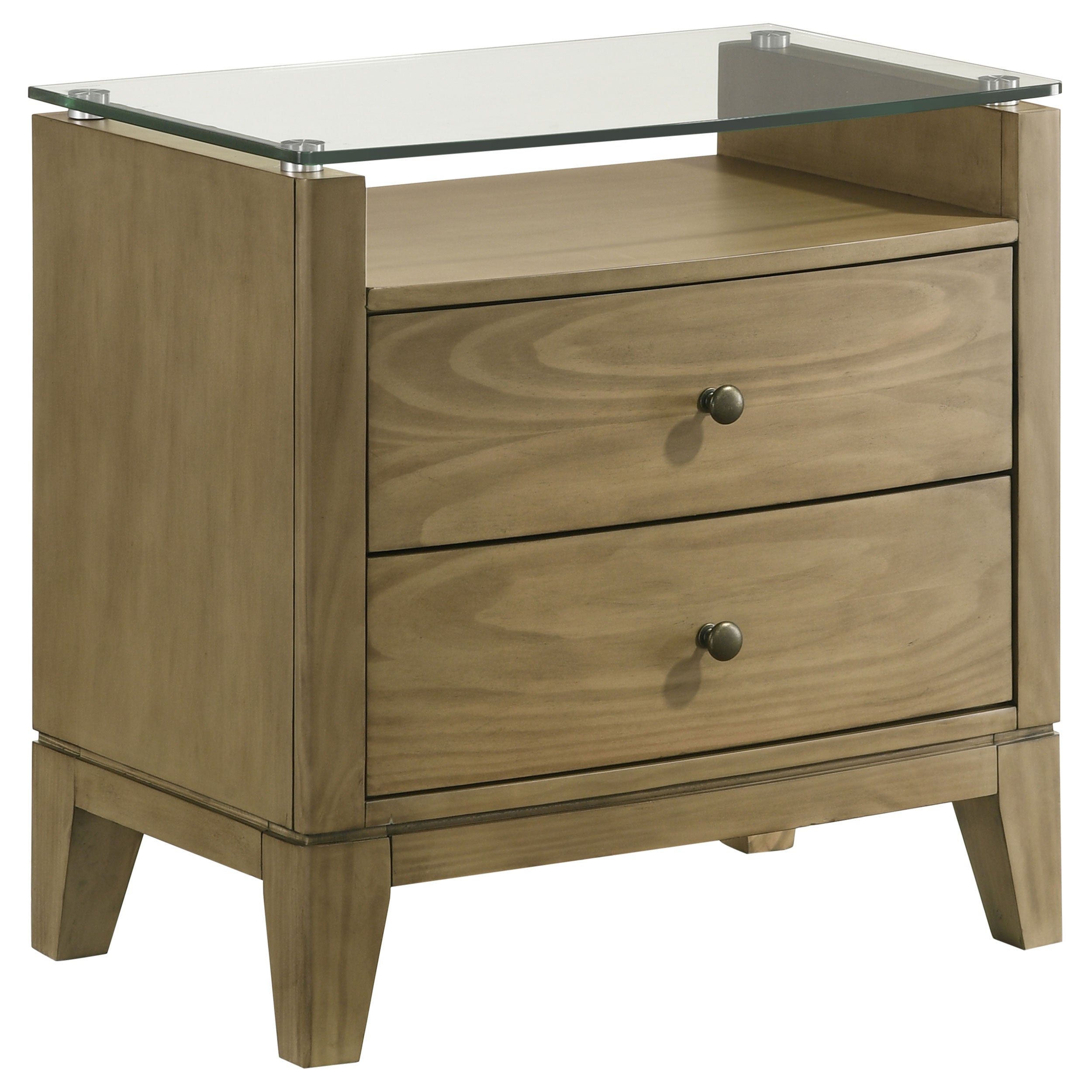Dar Furniture - Coaster - Granada 2-drawer Glass Top Nightstand Natural Pine - 224922