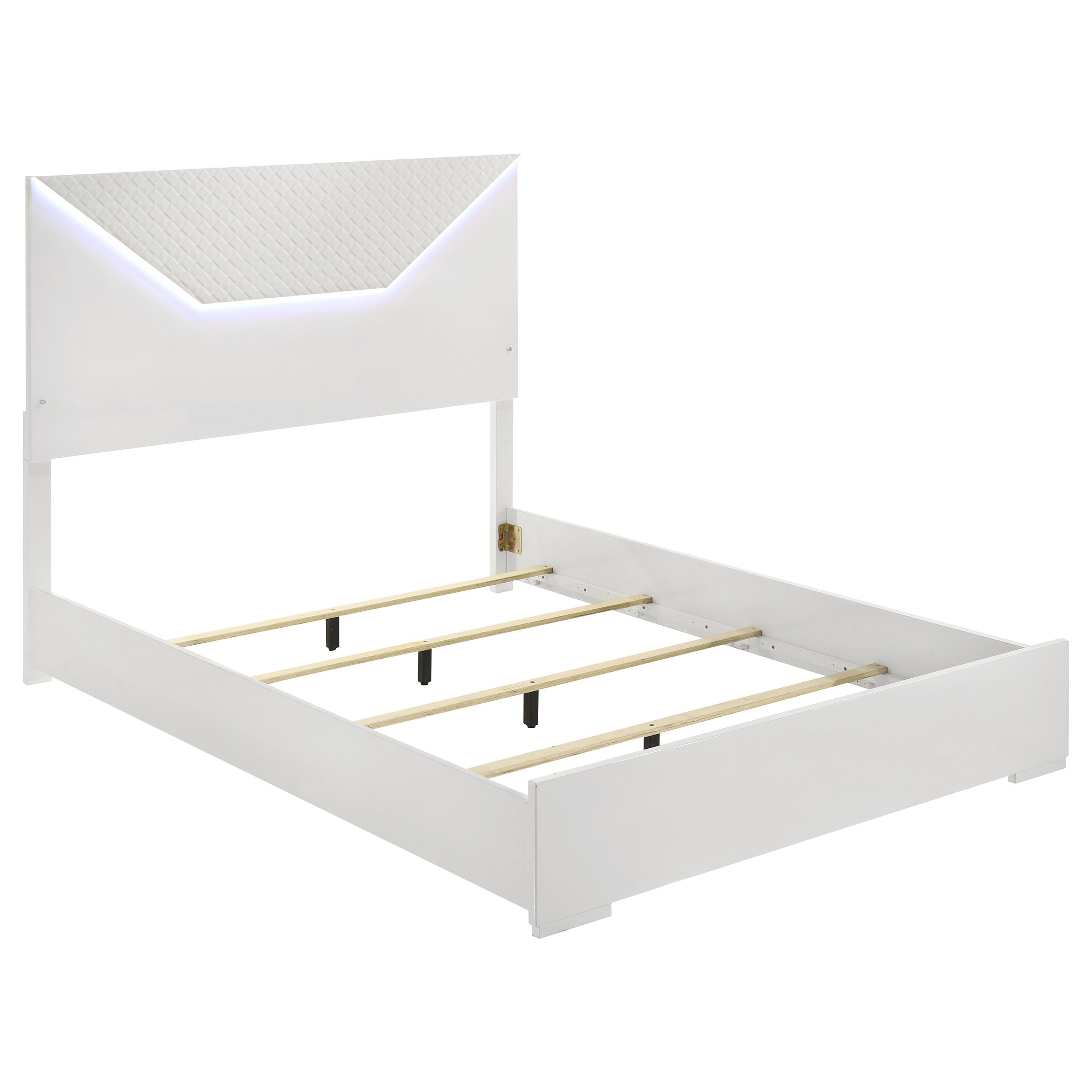 Dar Furniture - Coaster - Ives Queen Panel Bed LED Headboard White High Gloss - 224941Q