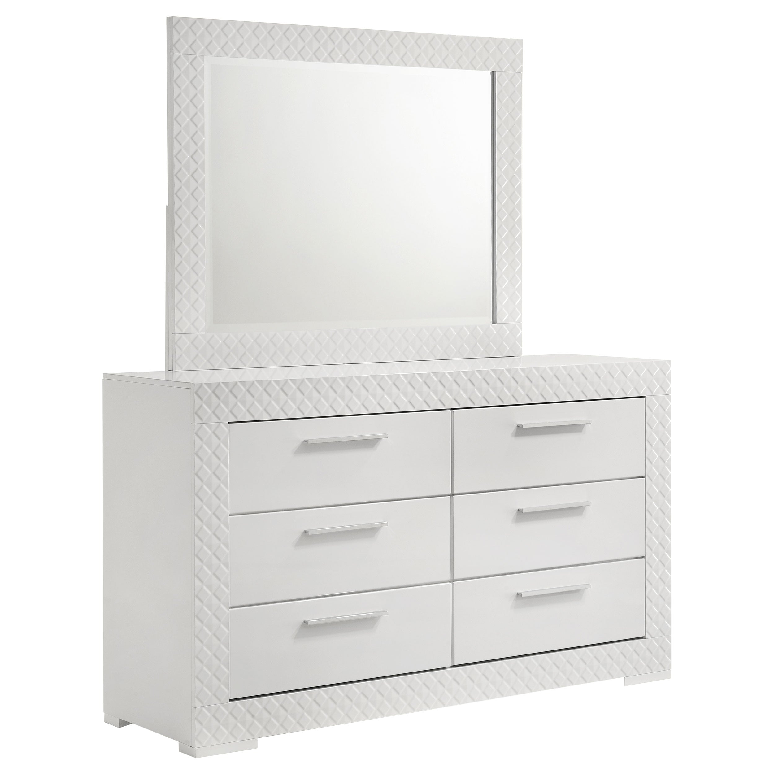 Dar Furniture - Coaster - Ives 6-drawer Dresser and Mirror White High Gloss - 224943M