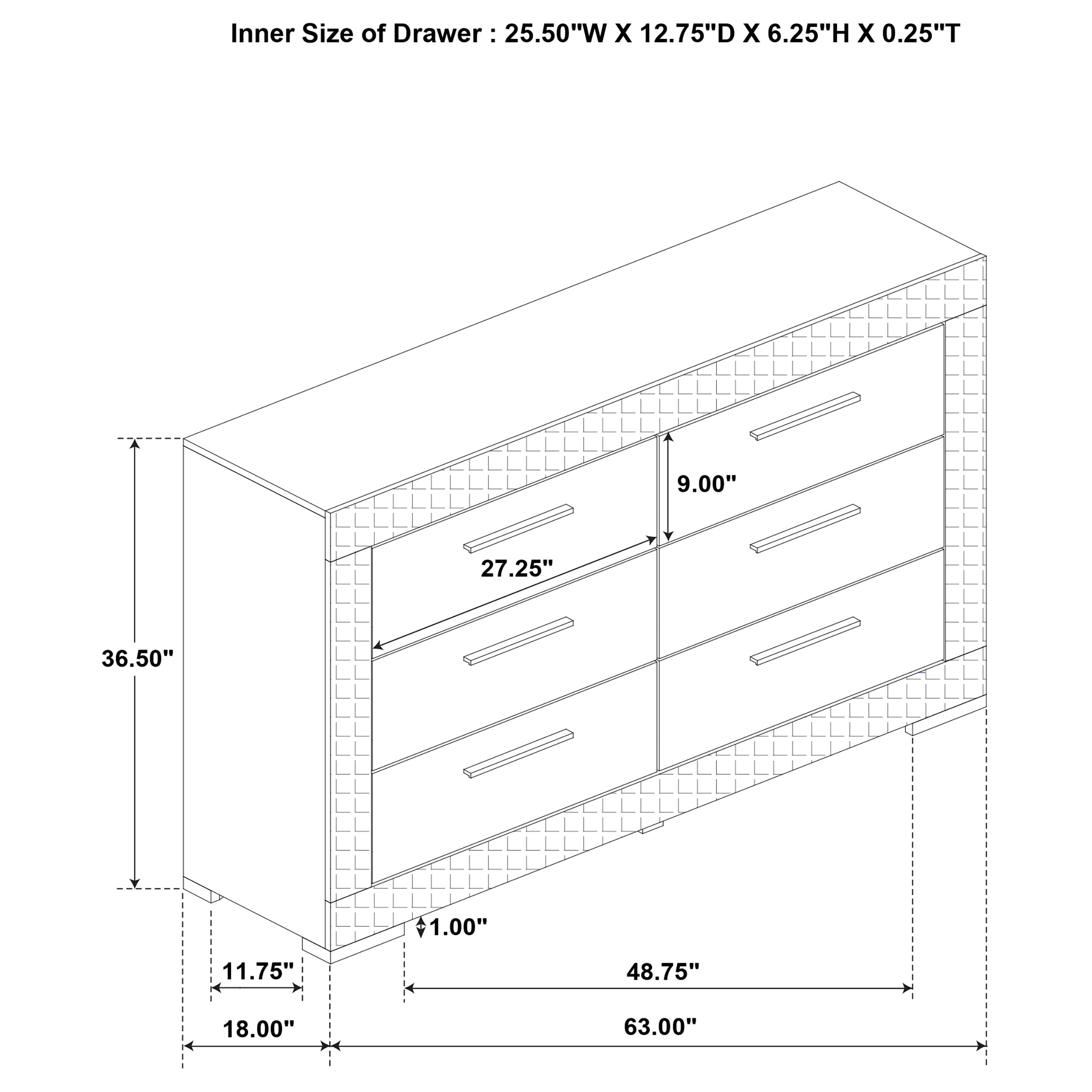 Ives 6-drawer Dresser Cabinet White High Gloss