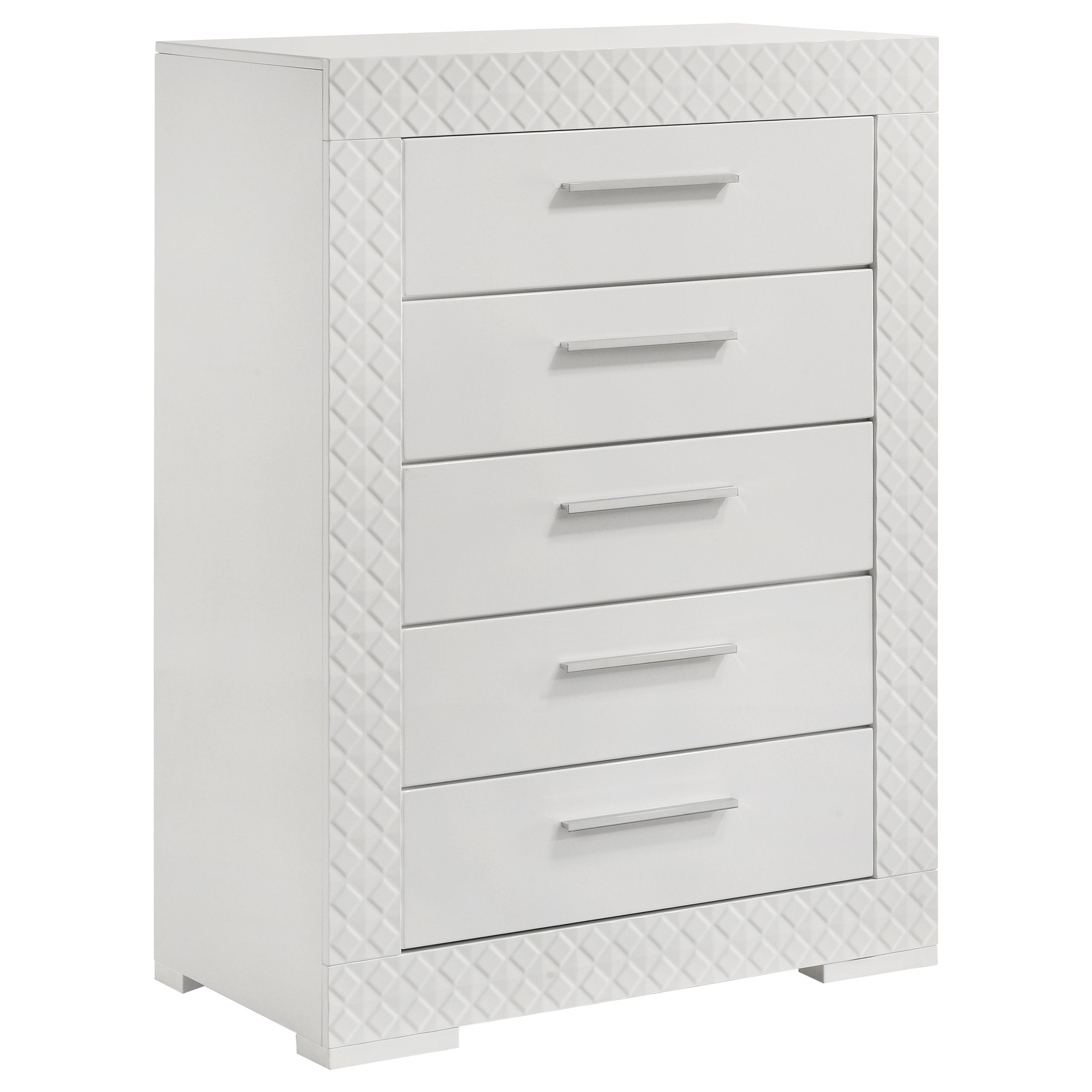 Dar Furniture - Coaster - Ives 5-drawer Bedroom Chest of Drawers White High Gloss - 224945