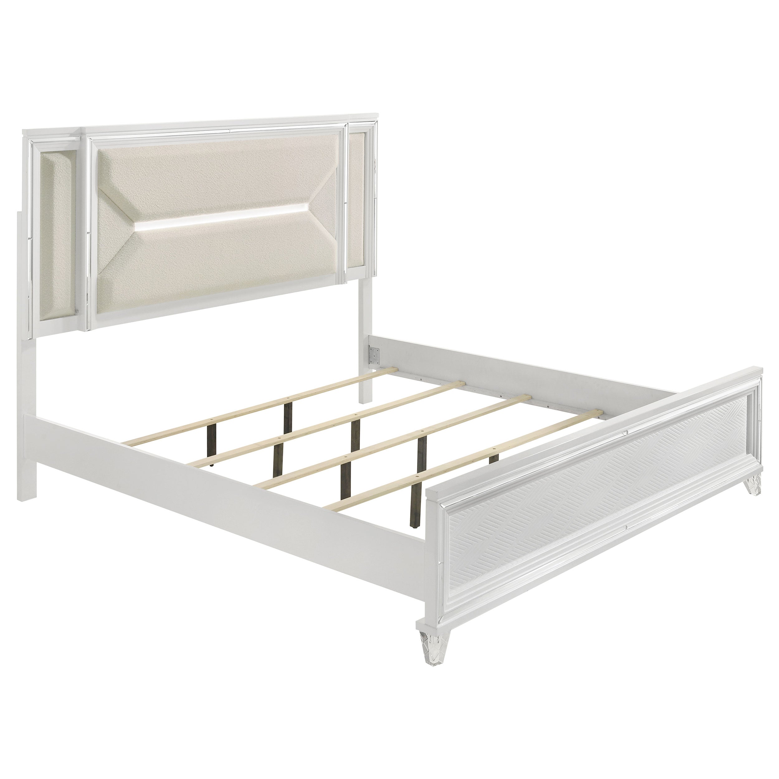 Dar Furniture - Coaster - Marmore 64-inch Eastern King Panel Bed LED Headboard White - 224961KE