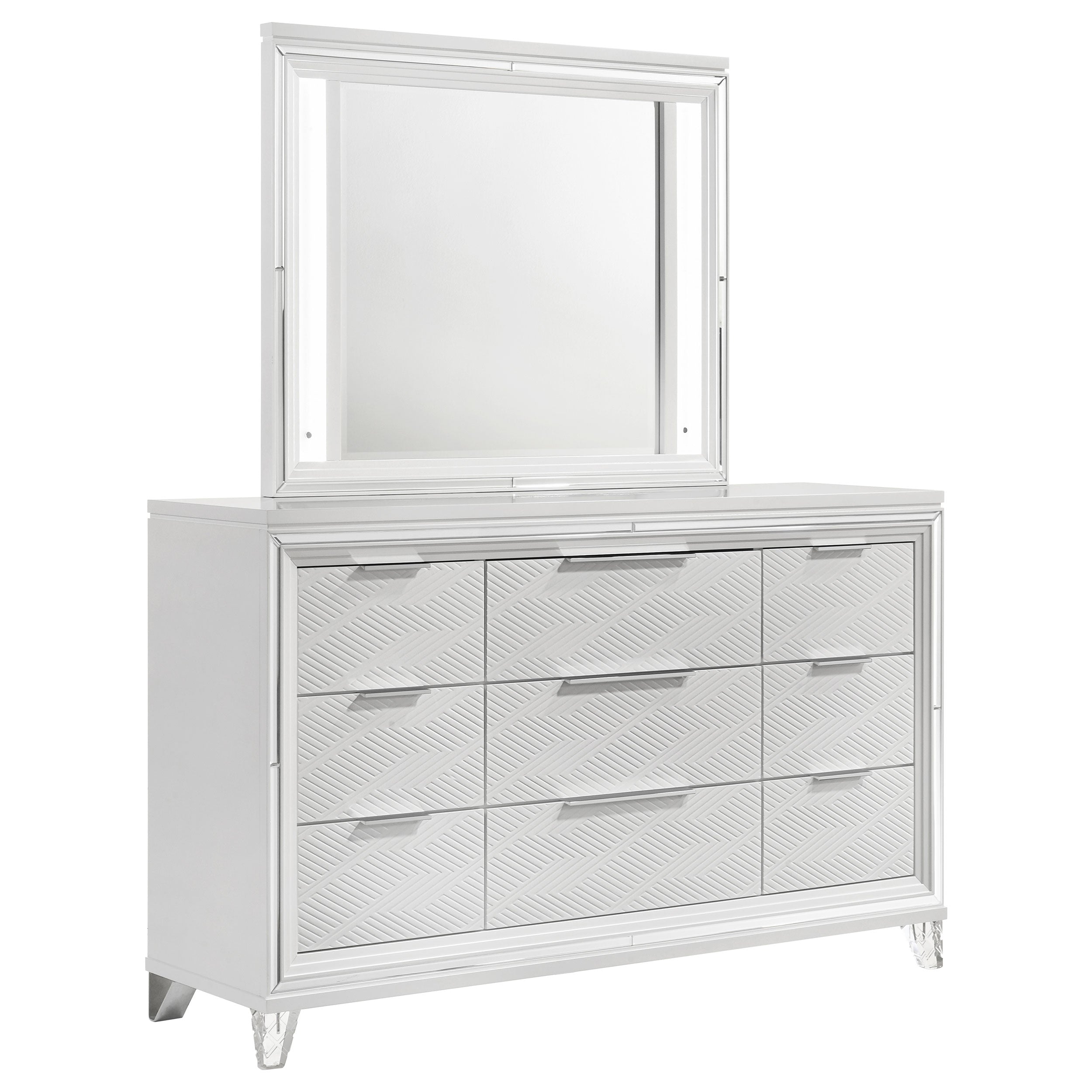 Dar Furniture - Coaster - Marmore 9-drawer Dresser and LED Mirror White - 224963M
