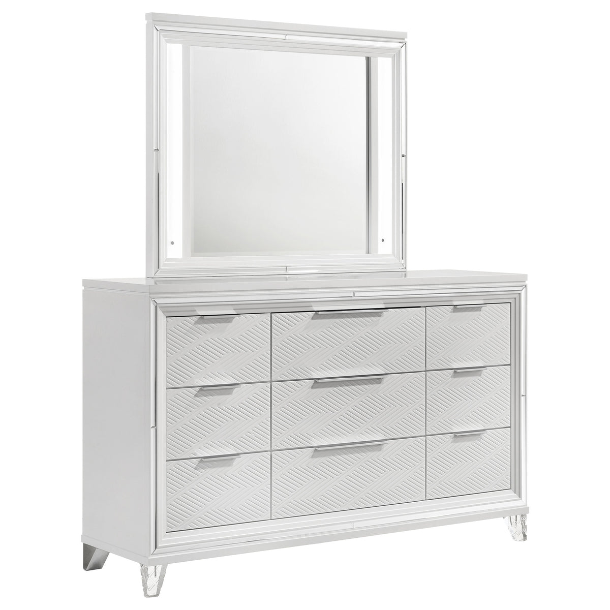 Dar Furniture - Coaster - Marmore 9-drawer Dresser and LED Mirror White - 224963M