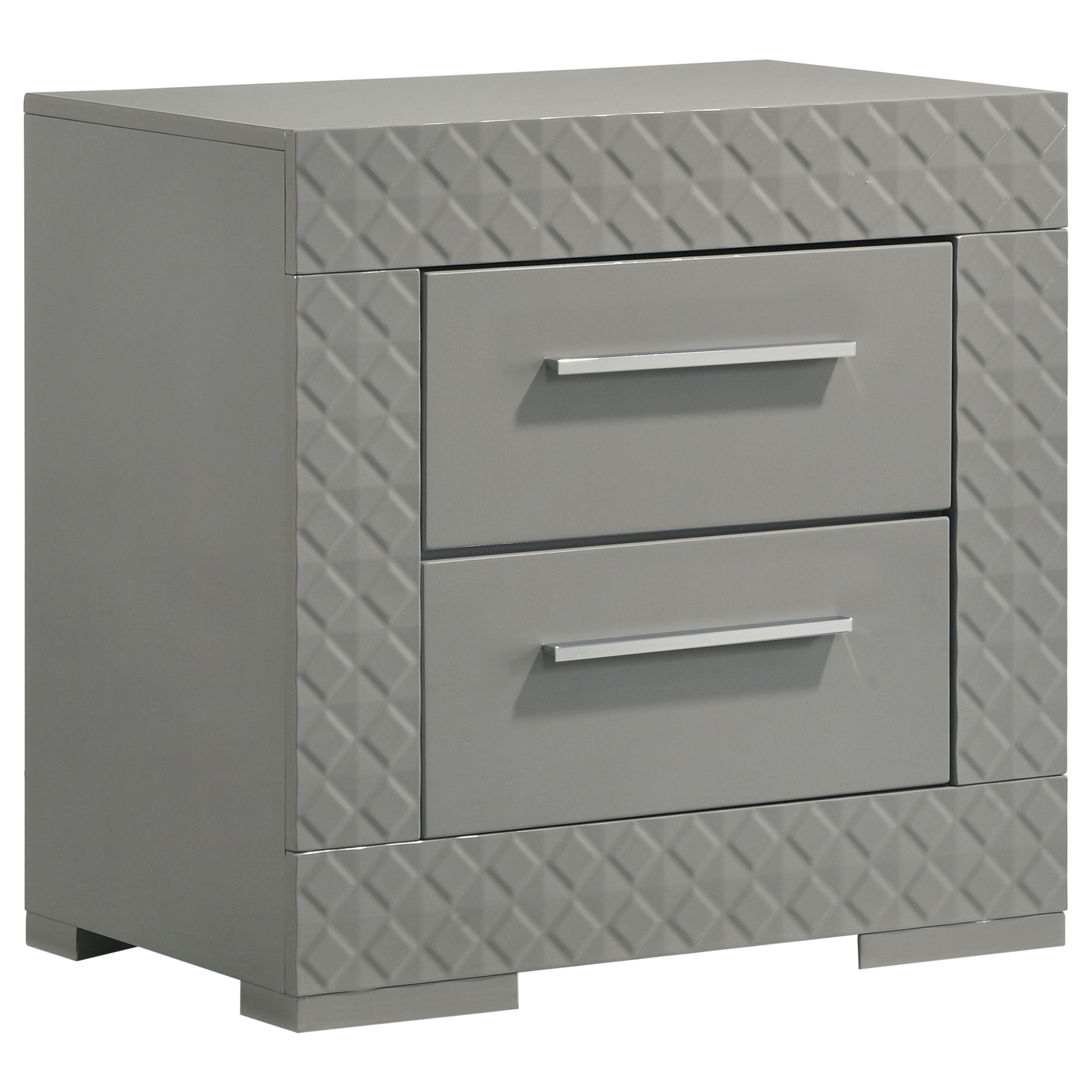 Dar Furniture - Coaster - Ives 2-drawer Nightstand Bedside Table Grey High Gloss - 224972