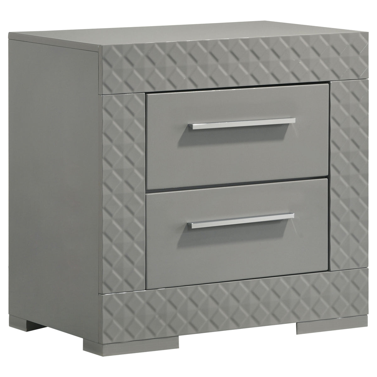 Dar Furniture - Coaster - Ives 2-drawer Nightstand Bedside Table Grey High Gloss - 224972
