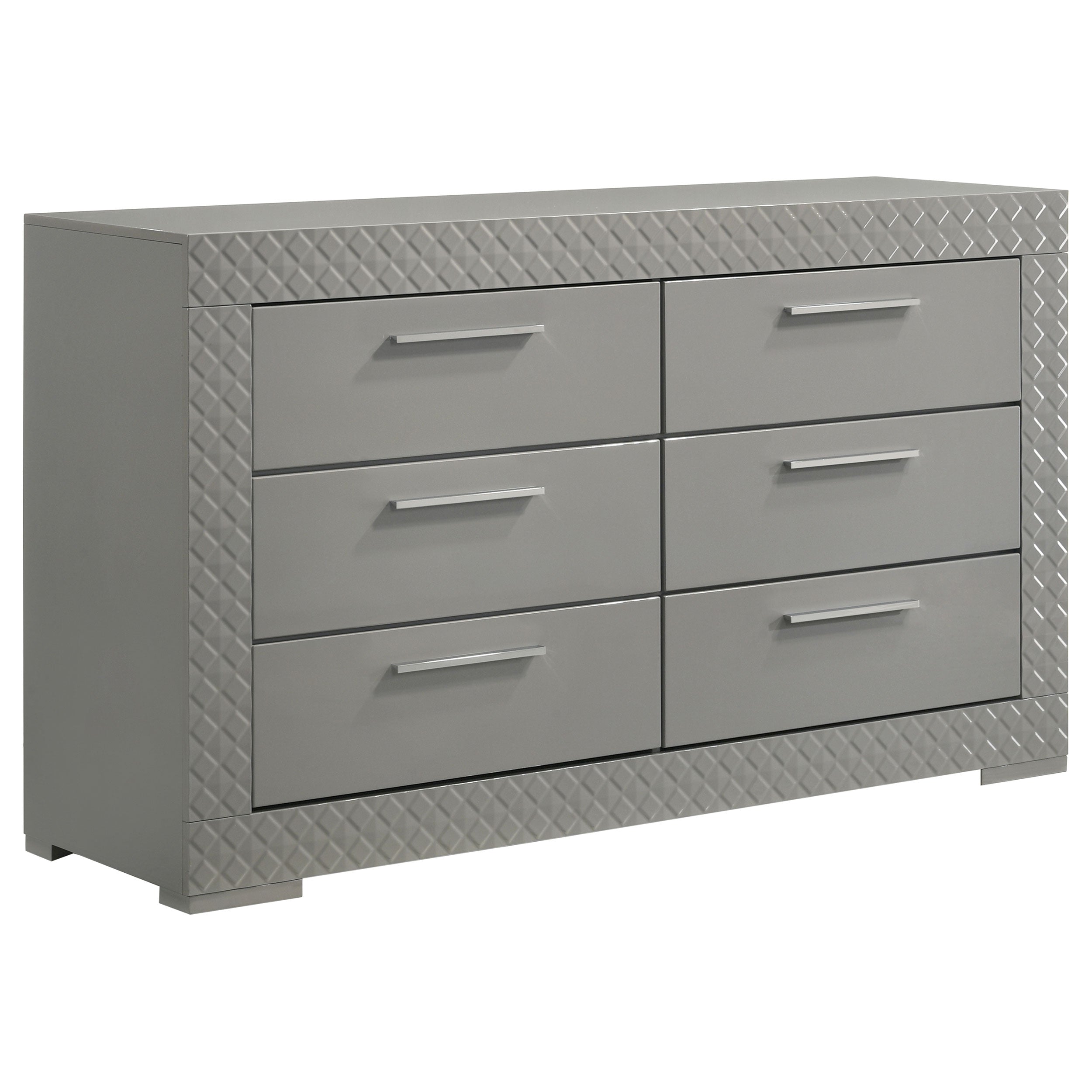 Dar Furniture - Coaster - Ives 6-drawer Dresser Cabinet Grey High Gloss - 224973