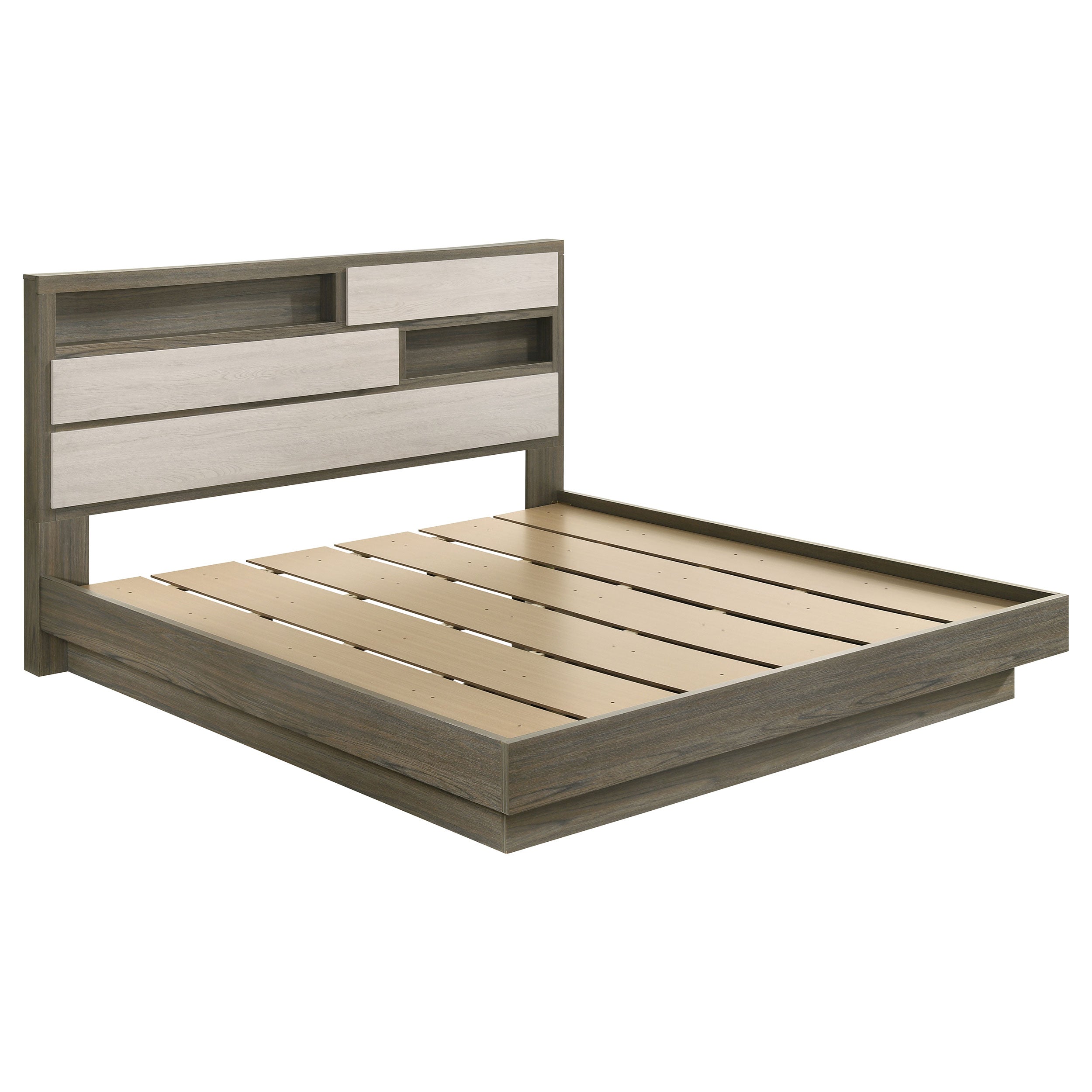Dar Furniture - Coaster - Fenwick Eastern King Bed Bookcase Headboard Grey Oak - 224981KE