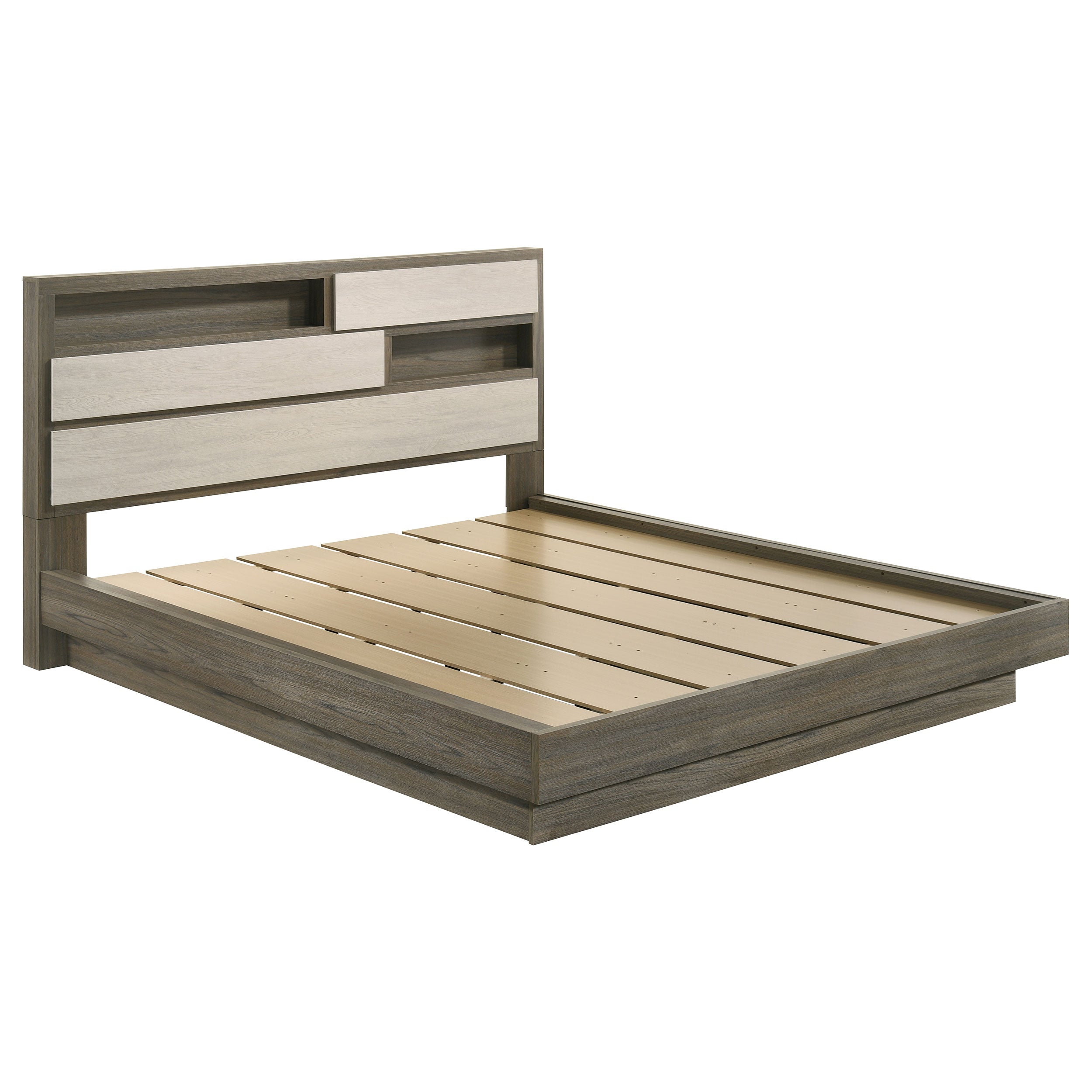 Dar Furniture - Coaster - Fenwick California King Bed Bookcase Headboard Grey Oak - 224981KW