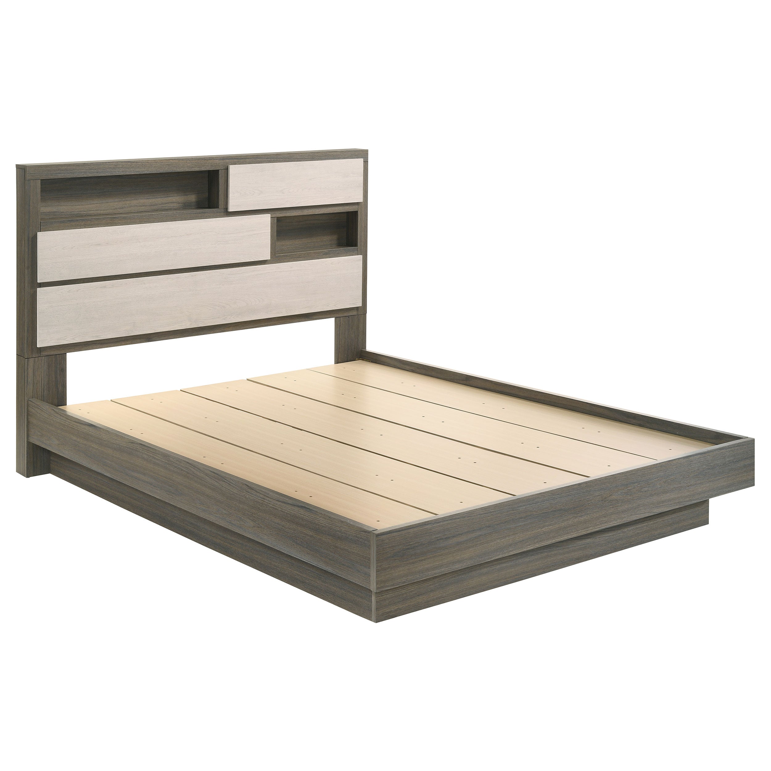 Dar Furniture - Coaster - Fenwick Queen Bed Bookcase Headboard Grey Oak - 224981Q