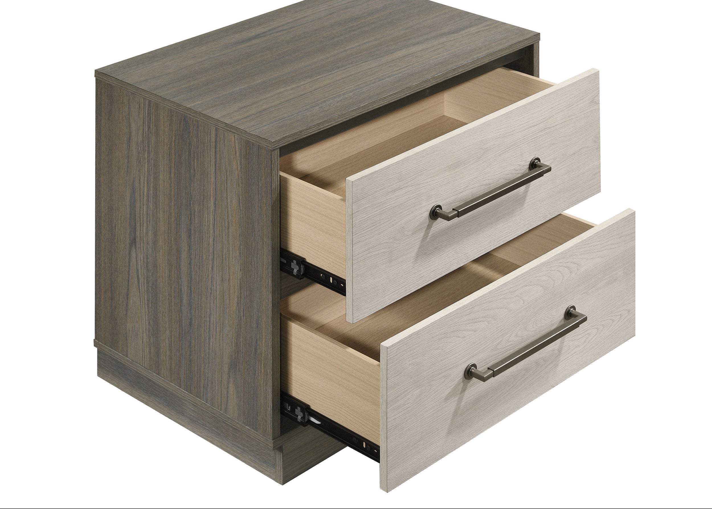 Fenwick 2-drawer Nightstand Bedside Table Grey Oak
