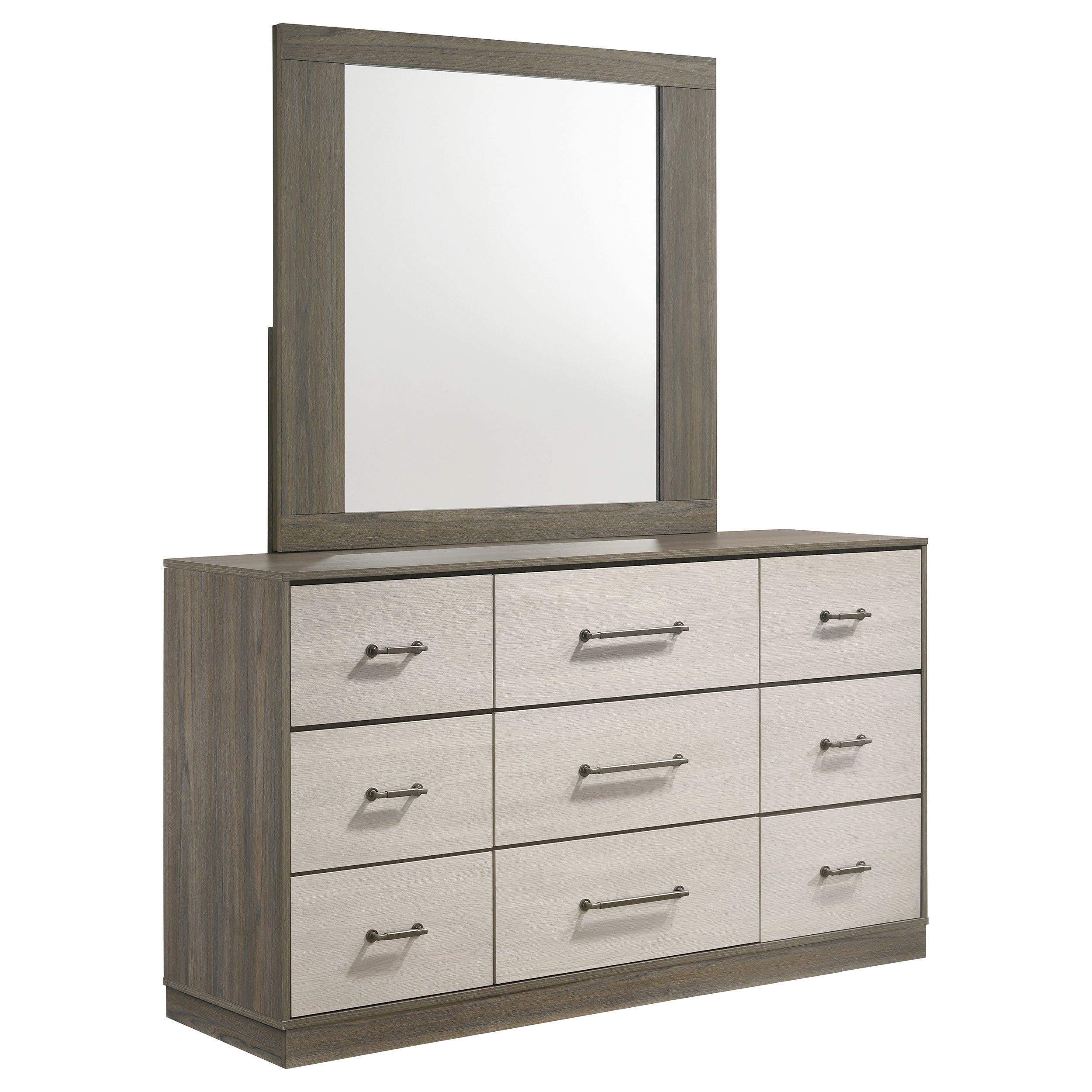 Dar Furniture - Coaster - Fenwick 9-drawer Dresser with Mirror Grey Oak - 224983M