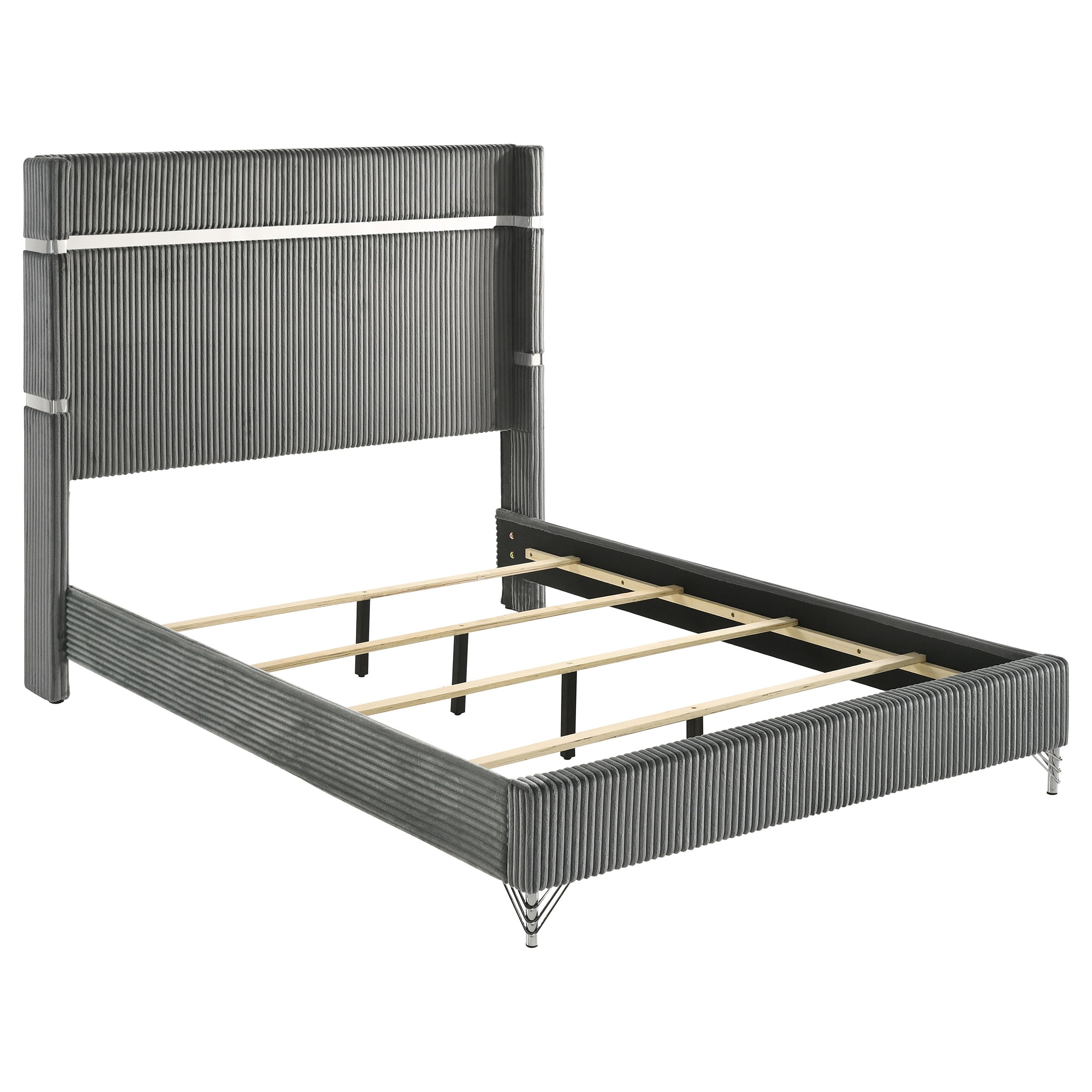 Dar Furniture - Coaster - Lucia 61-inch Upholstered Queen Wingback Bed Grey - 224991Q