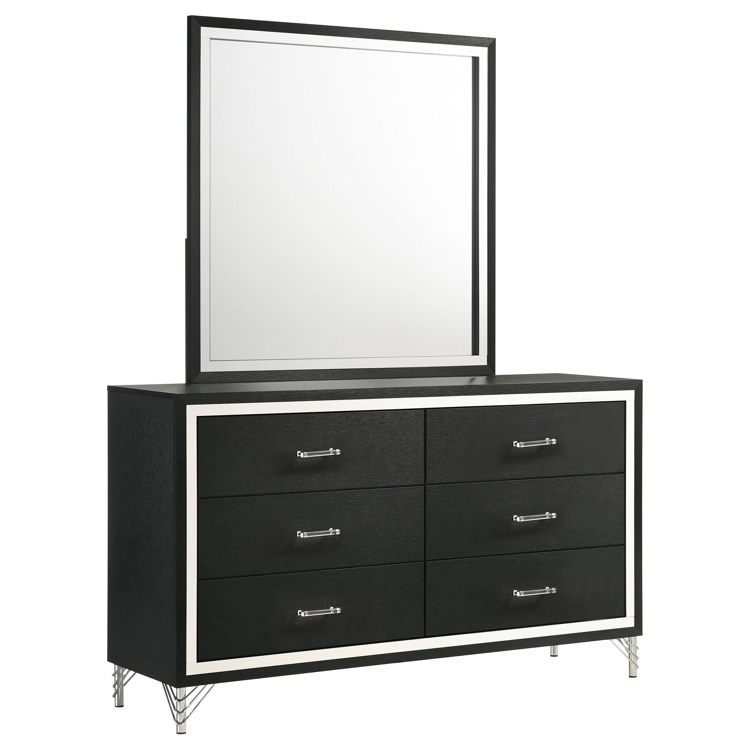 Dar Furniture - Coaster - Lucia 6-drawer Dresser and Mirror Black - 224993M
