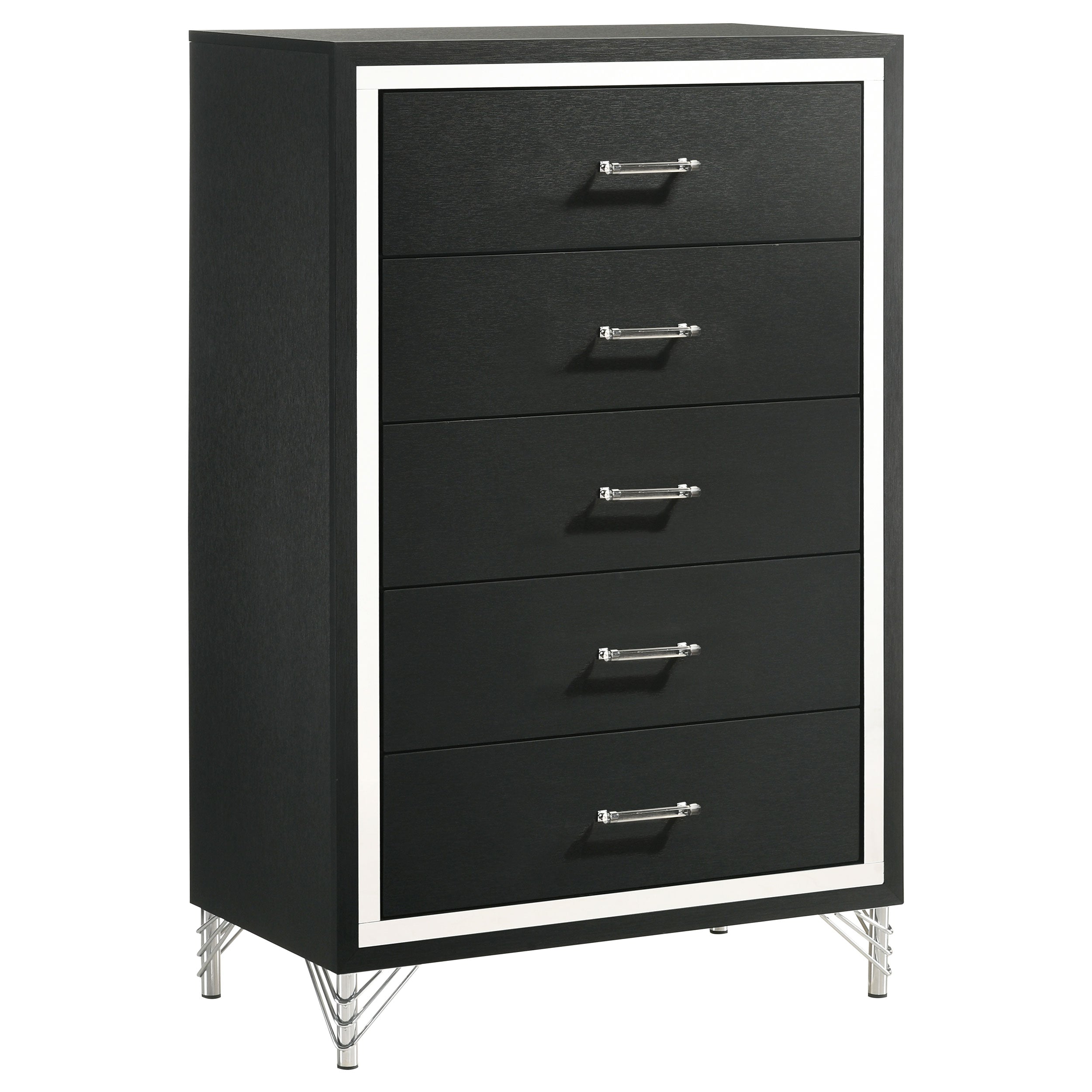 Dar Furniture - Coaster - Lucia 5-drawer Bedroom Chest of Drawers Black - 224995