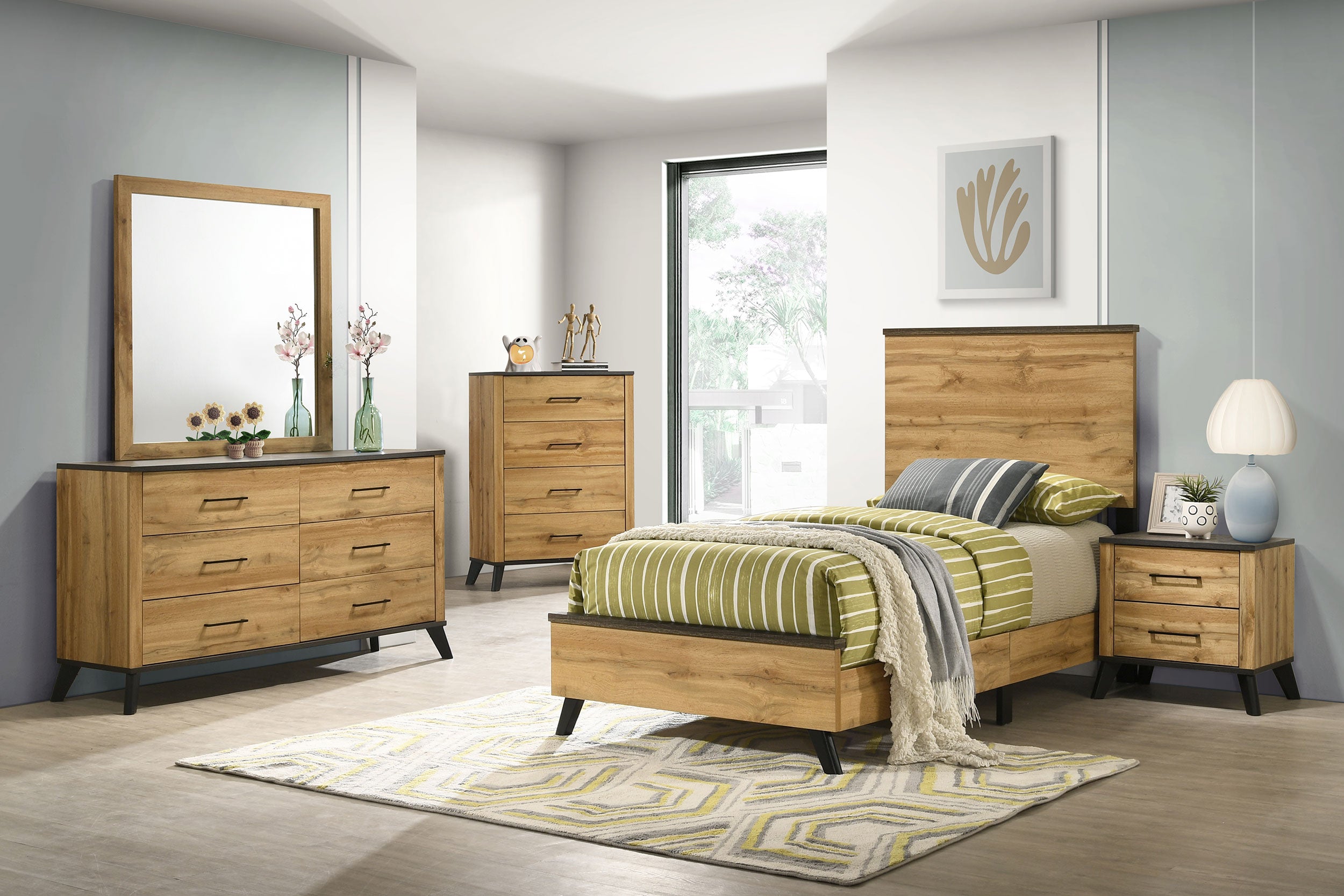 Dar Furniture - Coaster - Kaywood 5-piece Twin Bedroom Set Natural Pine - 225001T-S5