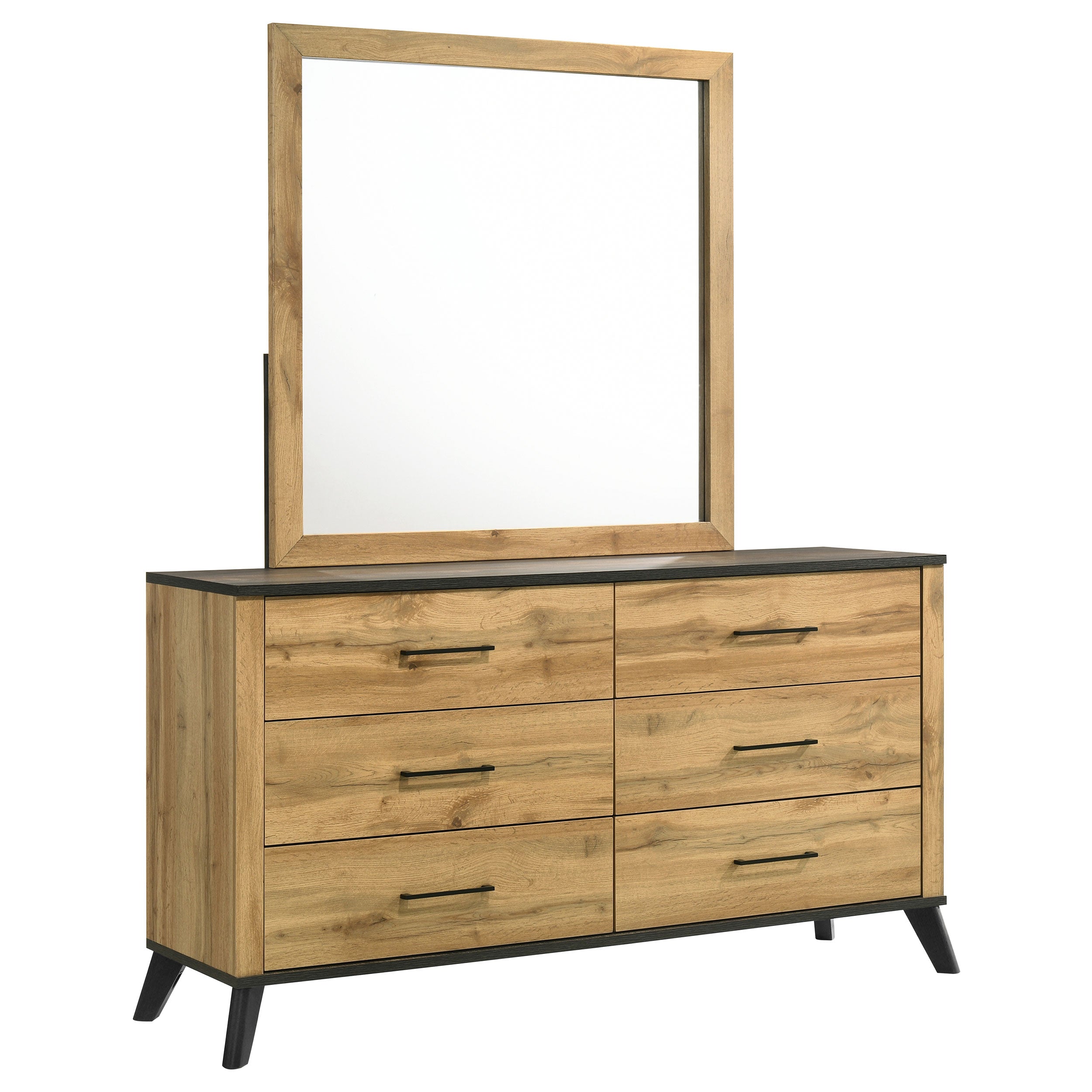 Dar Furniture - Coaster - Kaywood 6-drawer Dresser and Mirror Natural Pine - 225003M