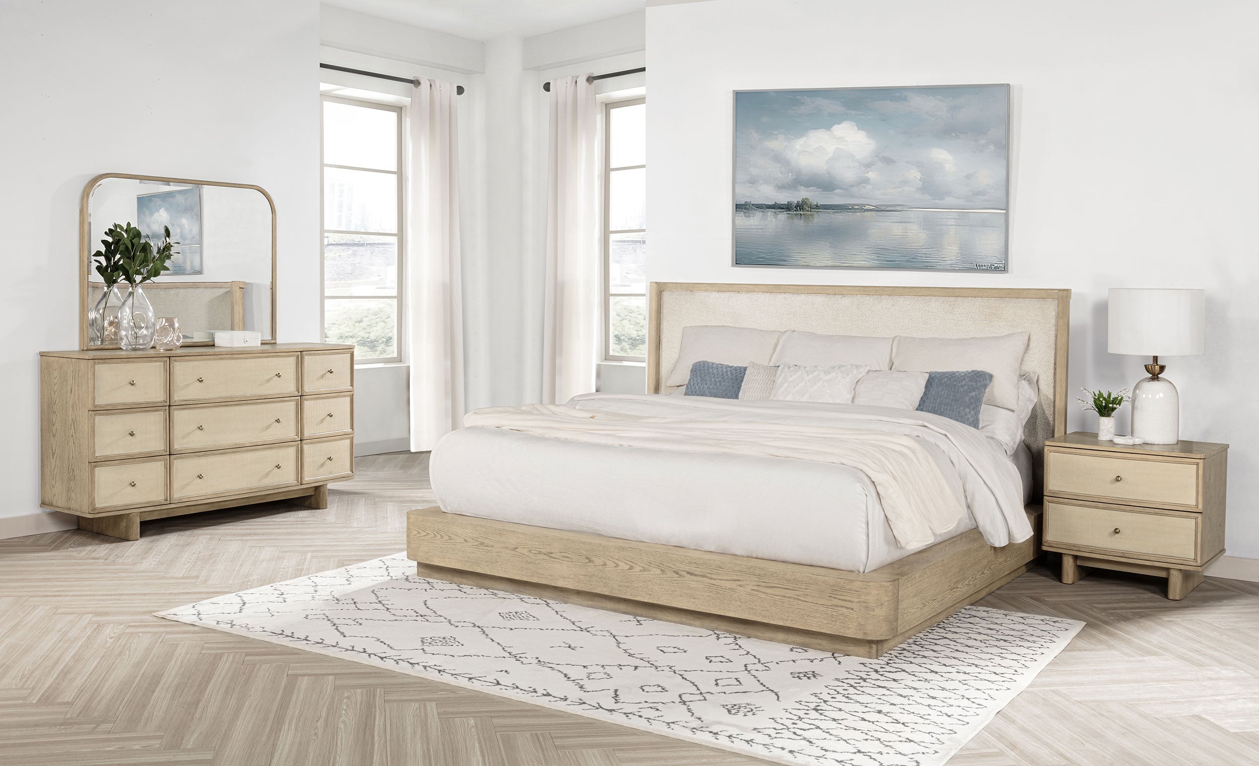 Dar Furniture - Coaster - Kailani 4-piece California King Bedroom Set Beige Oak - 225041KW-S4