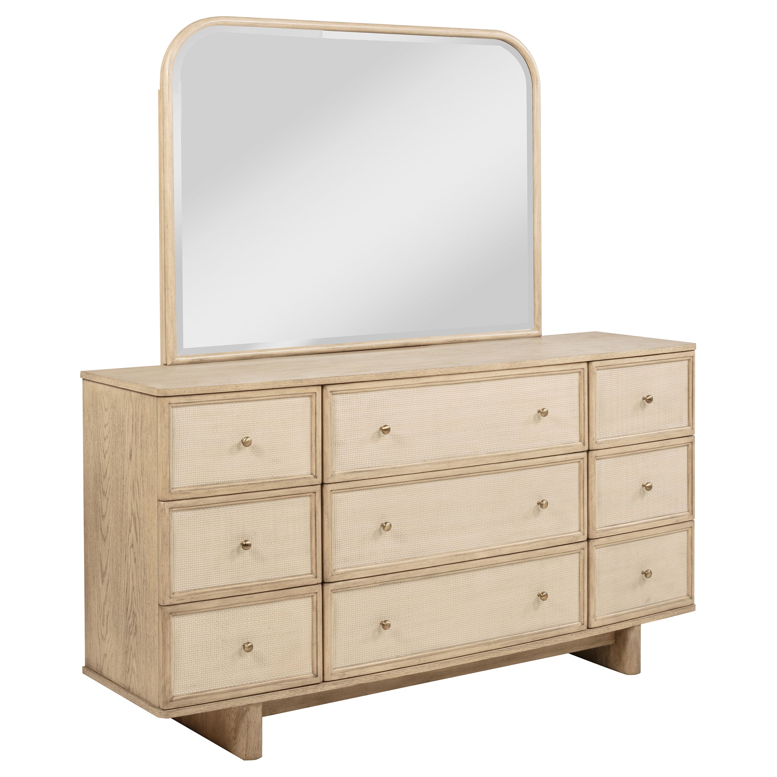 Dar Furniture - Coaster - Kailani 9-drawer Dresser and Mirror Beige Oak - 225043M