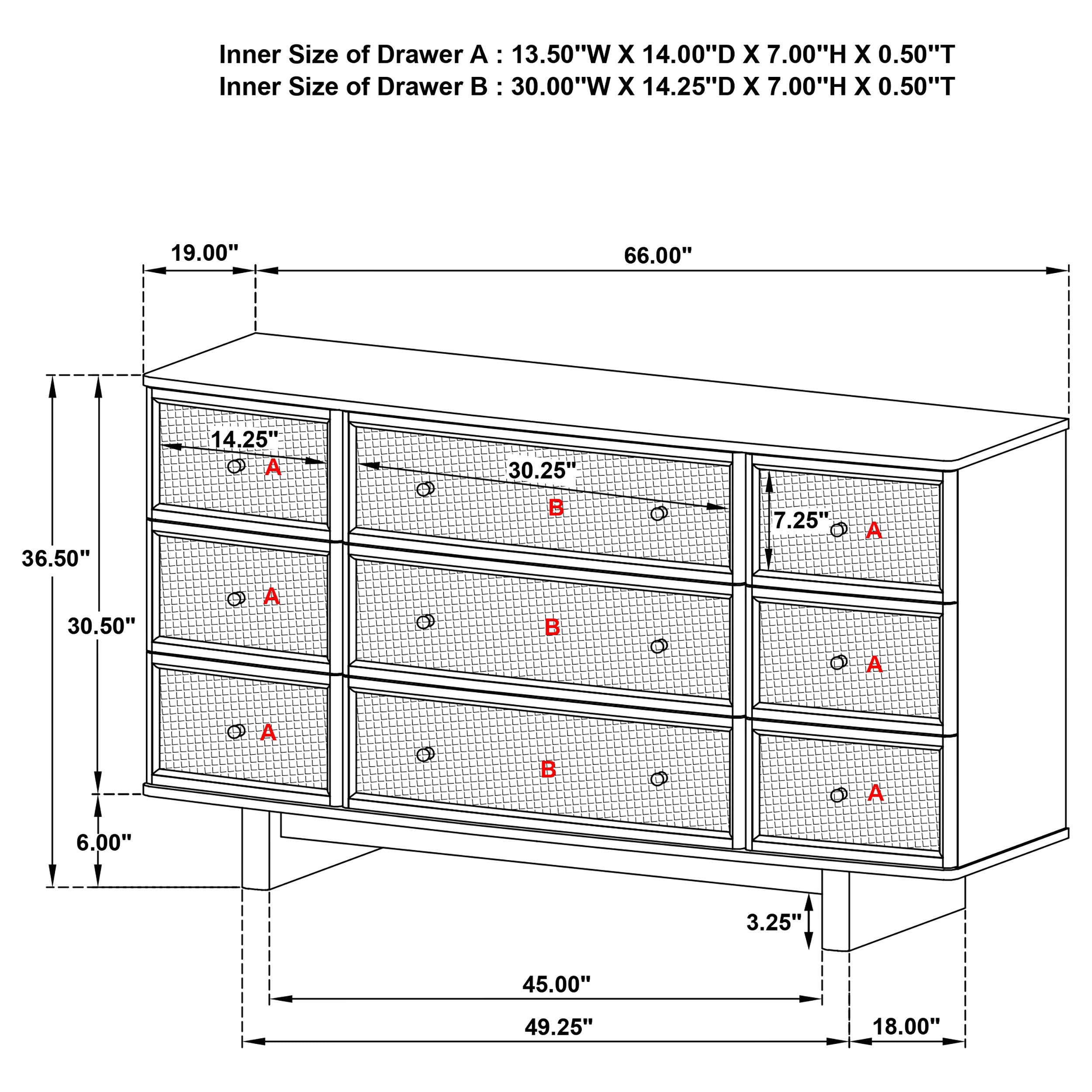 Kailani 9-drawer Dresser Cabinet Beige Oak