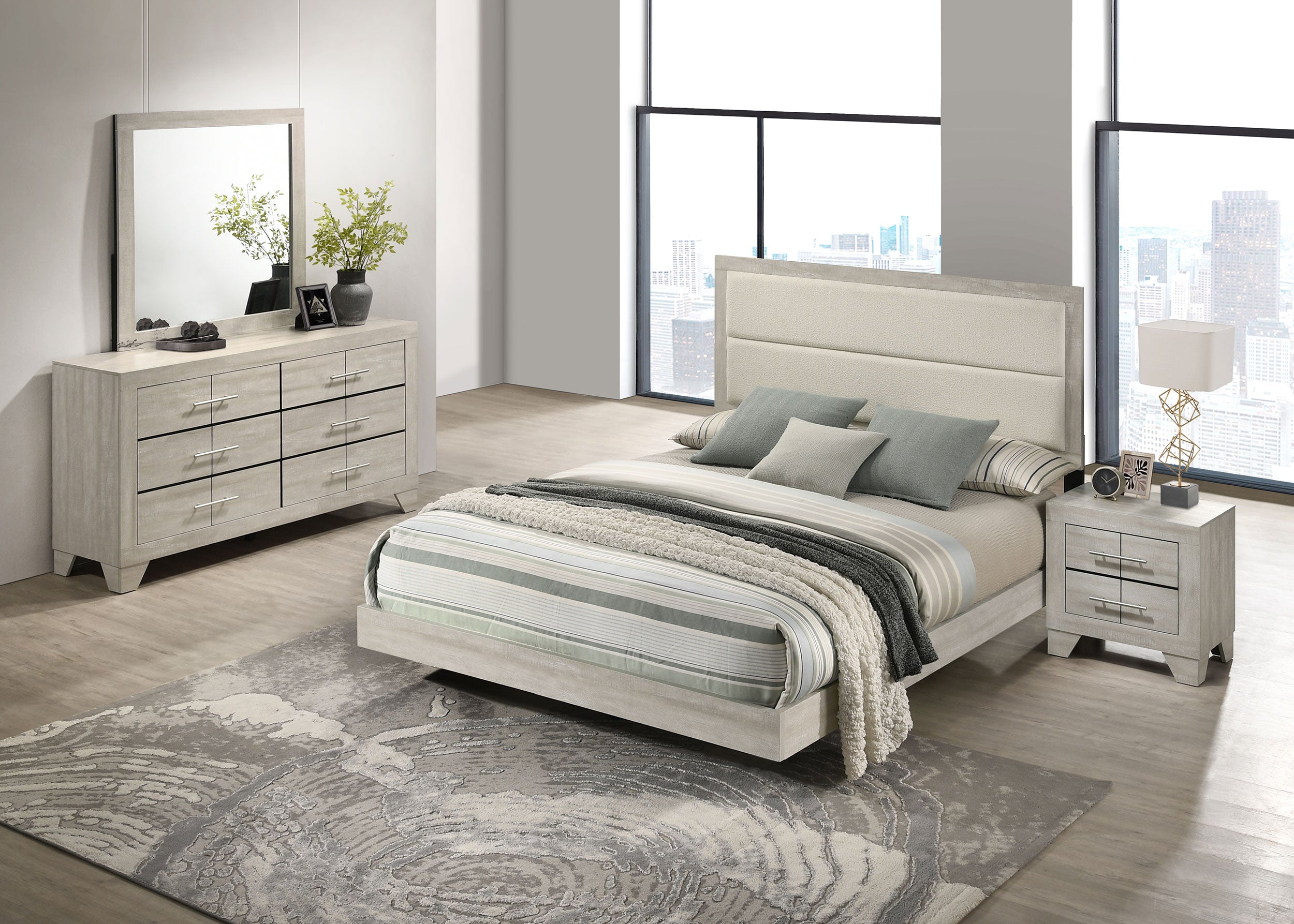 Dar Furniture - Coaster - Trenton 4-piece Eastern King Bedroom Set Rustic Cream - 225061KE-S4