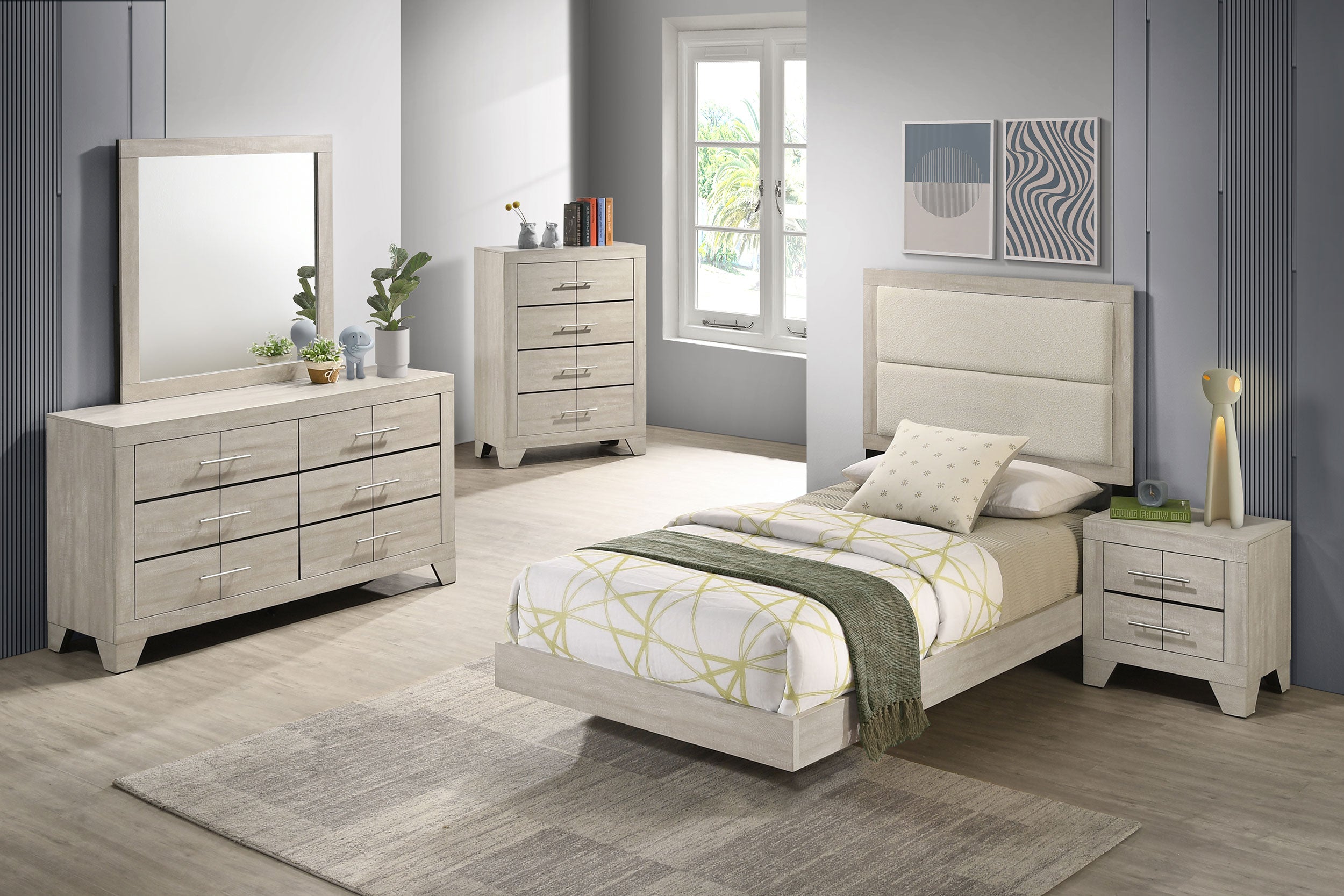 Dar Furniture - Coaster - Trenton 5-piece Twin Bedroom Set Rustic Cream - 225061T-S5