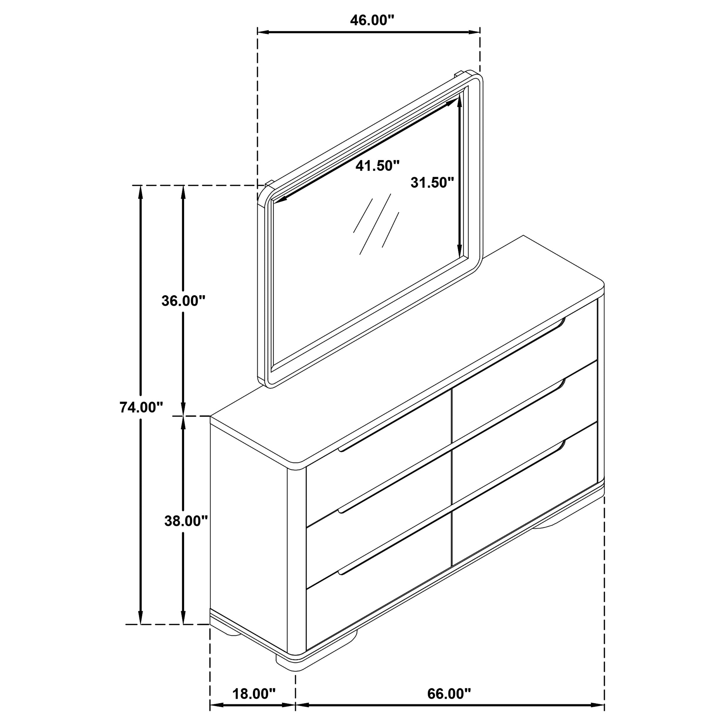 Ladera 6-drawer Bedroom Dresser and Mirror Light Elm