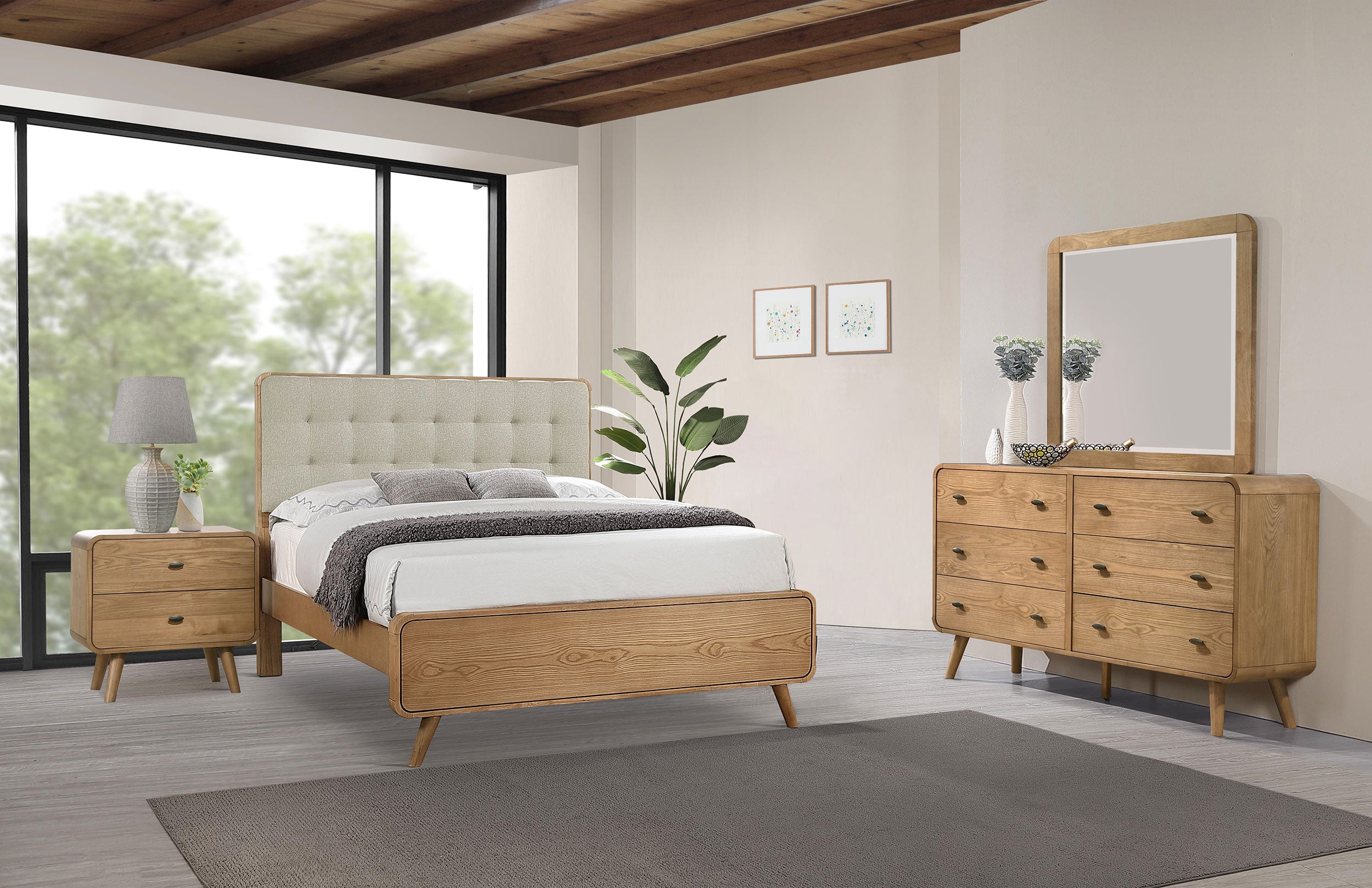 Dar Furniture - Coaster - Robyn 4-piece Eastern King Bedroom Set Light Ash - 225091KE-S4