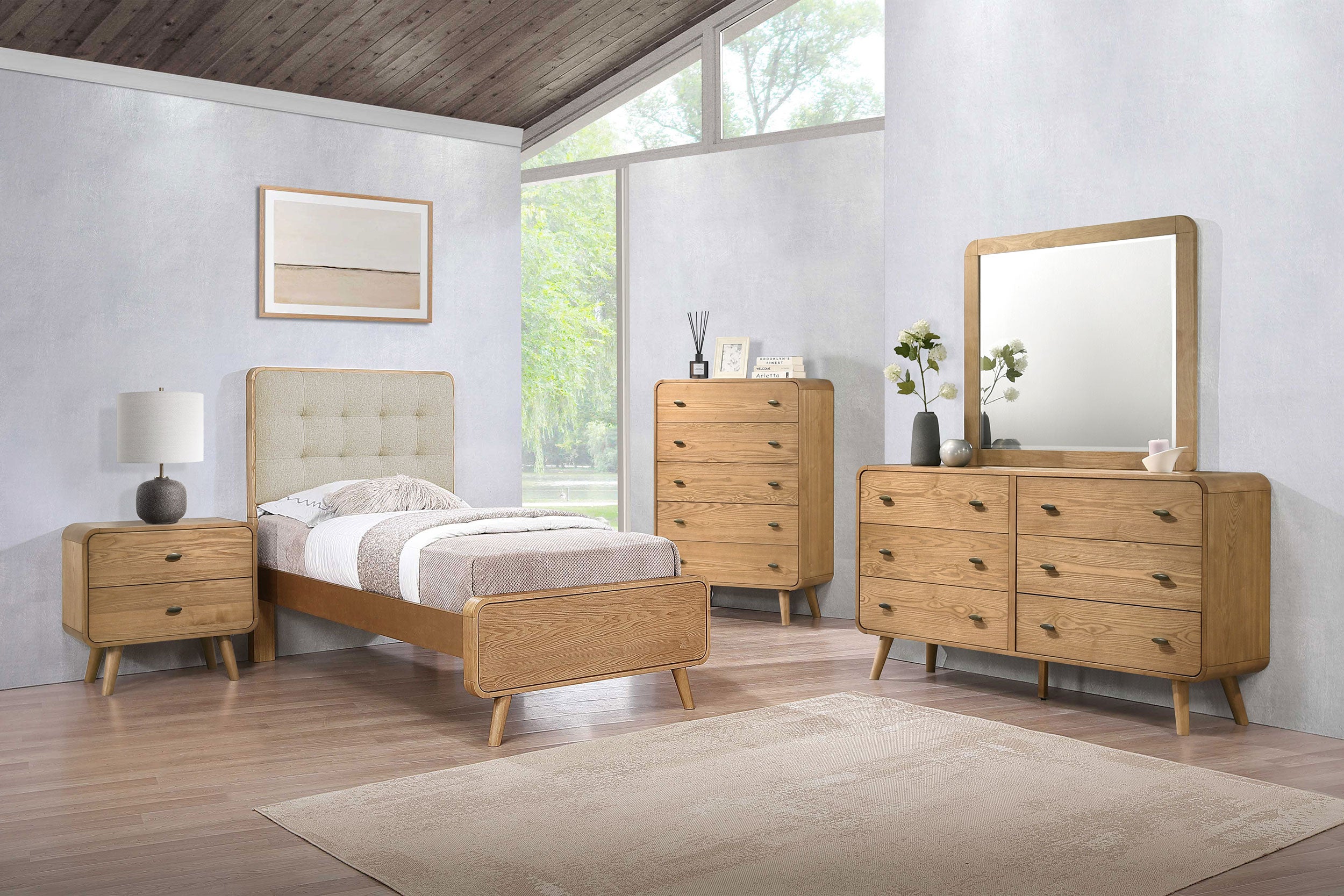 Dar Furniture - Coaster - Robyn 5-piece Twin Bedroom Set Light Ash - 225091T-S5
