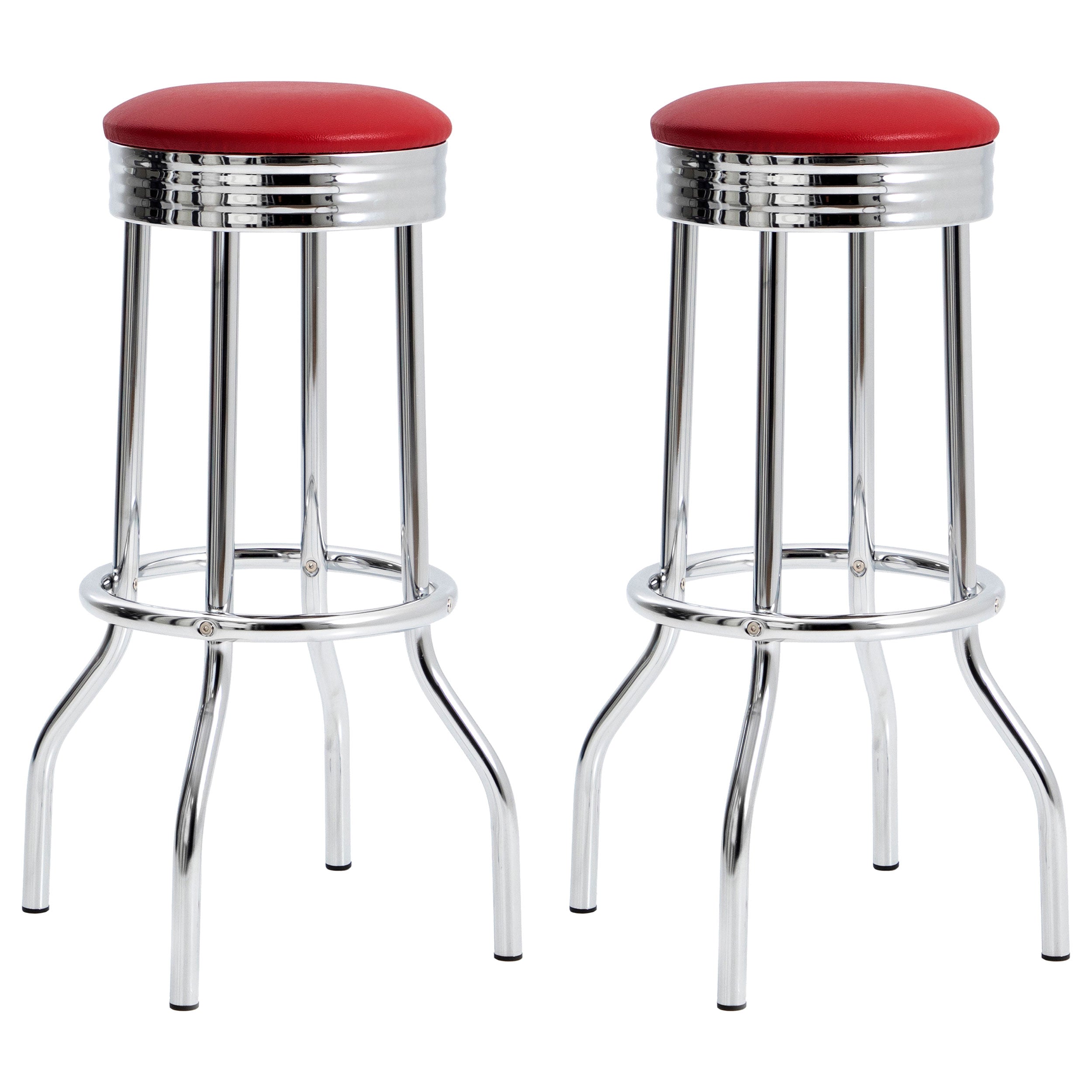Dar Furniture - Coaster - Retro Upholstered Metal Swivel Bar Stool Red (Set of 2) - 2299R