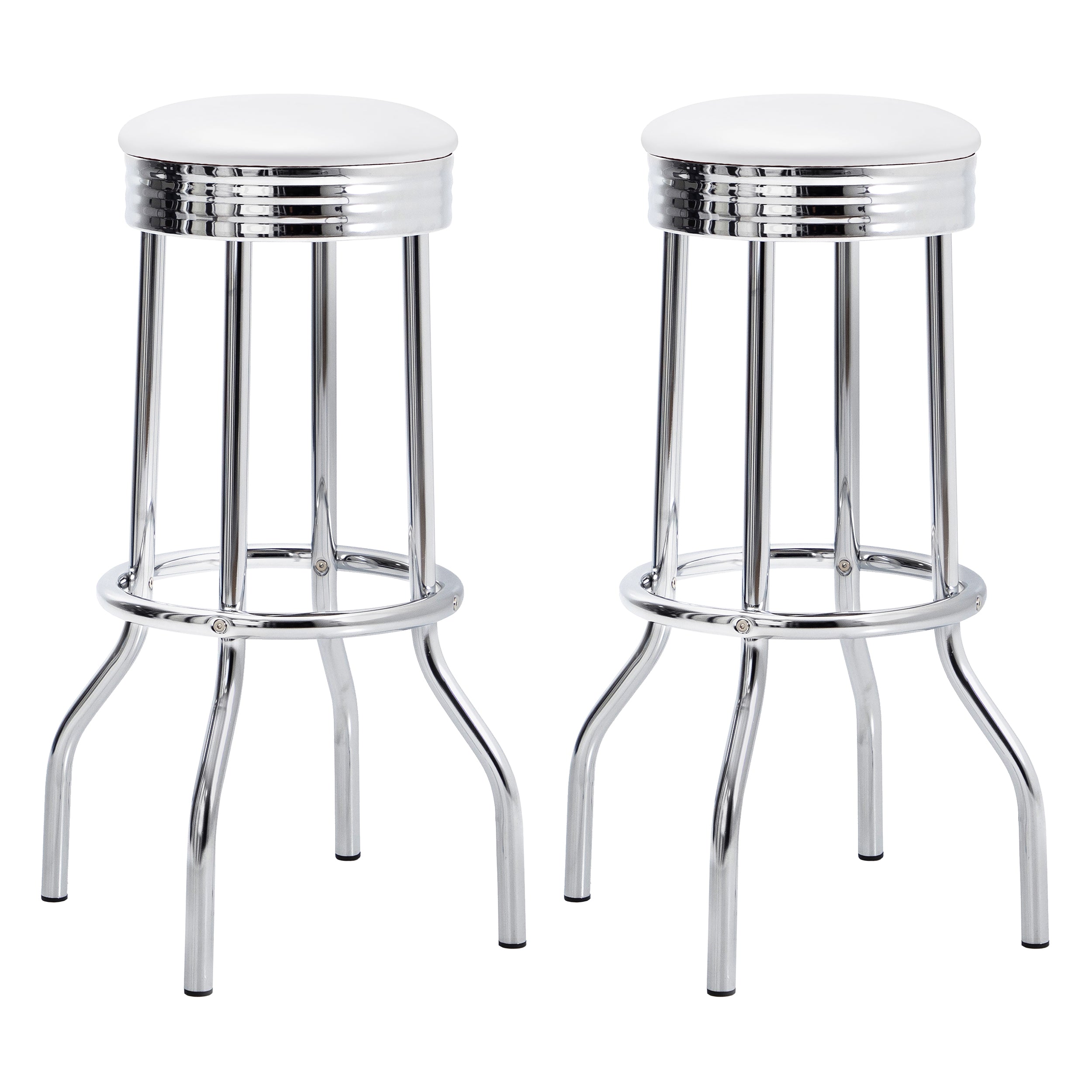 Dar Furniture - Coaster - Retro Upholstered Metal Swivel Bar Stool White (Set of 2) - 2299W