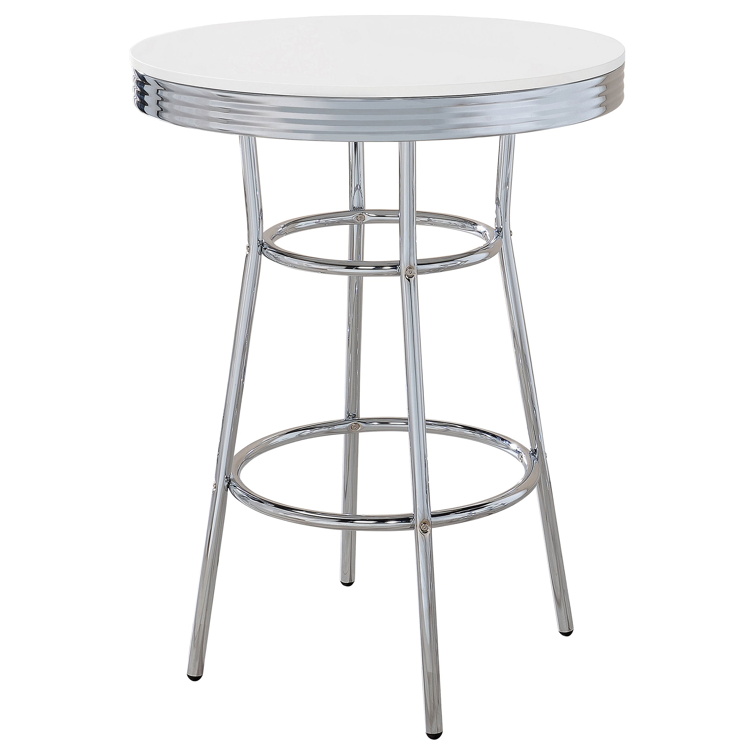 Dar Furniture - Coaster - Retro Round 30-inch 1950's Bistro Pub Height Bar Table White - 2300