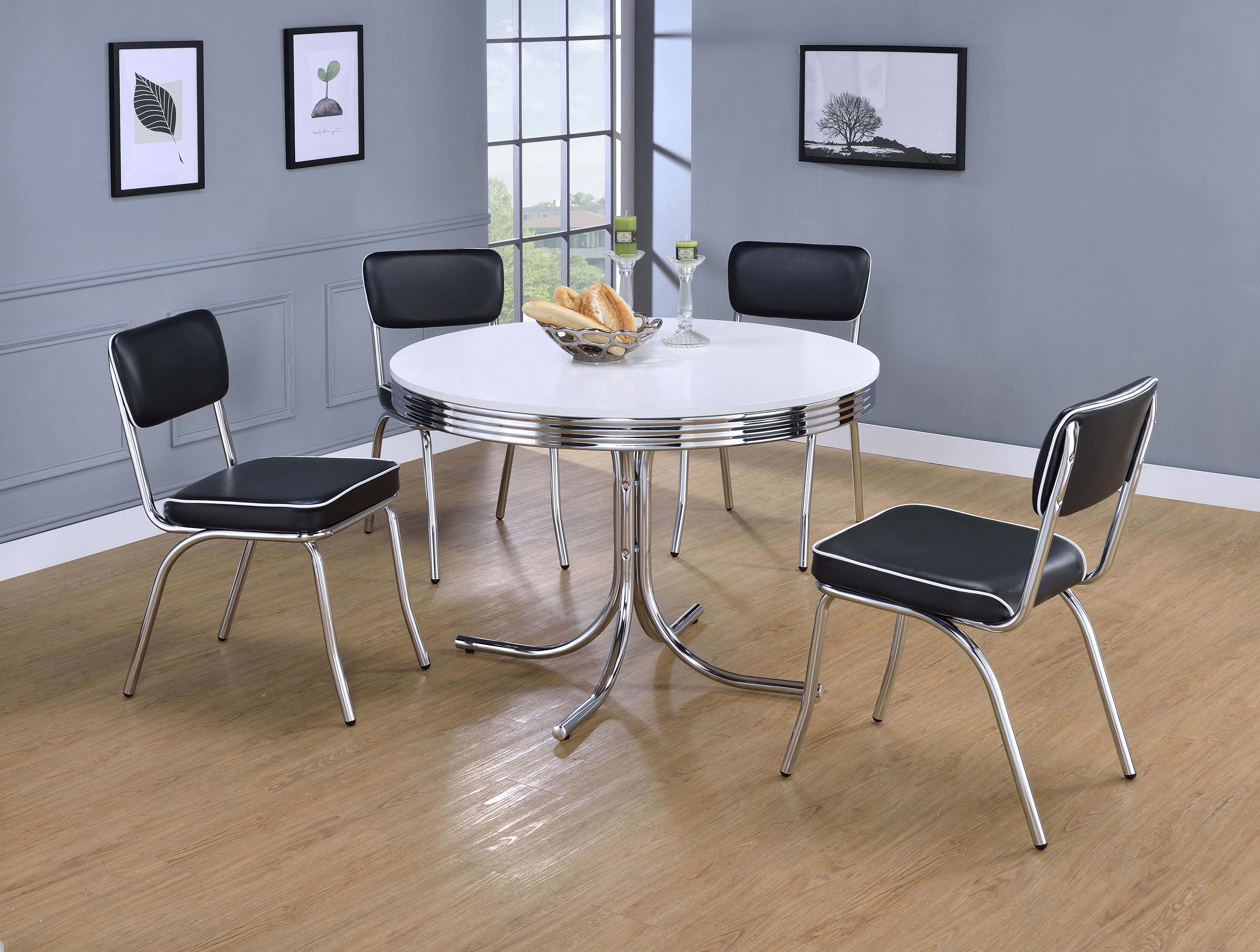 Dar Furniture - Coaster - Retro 5-piece Round Dining Table Set White and Black - 2388-S5