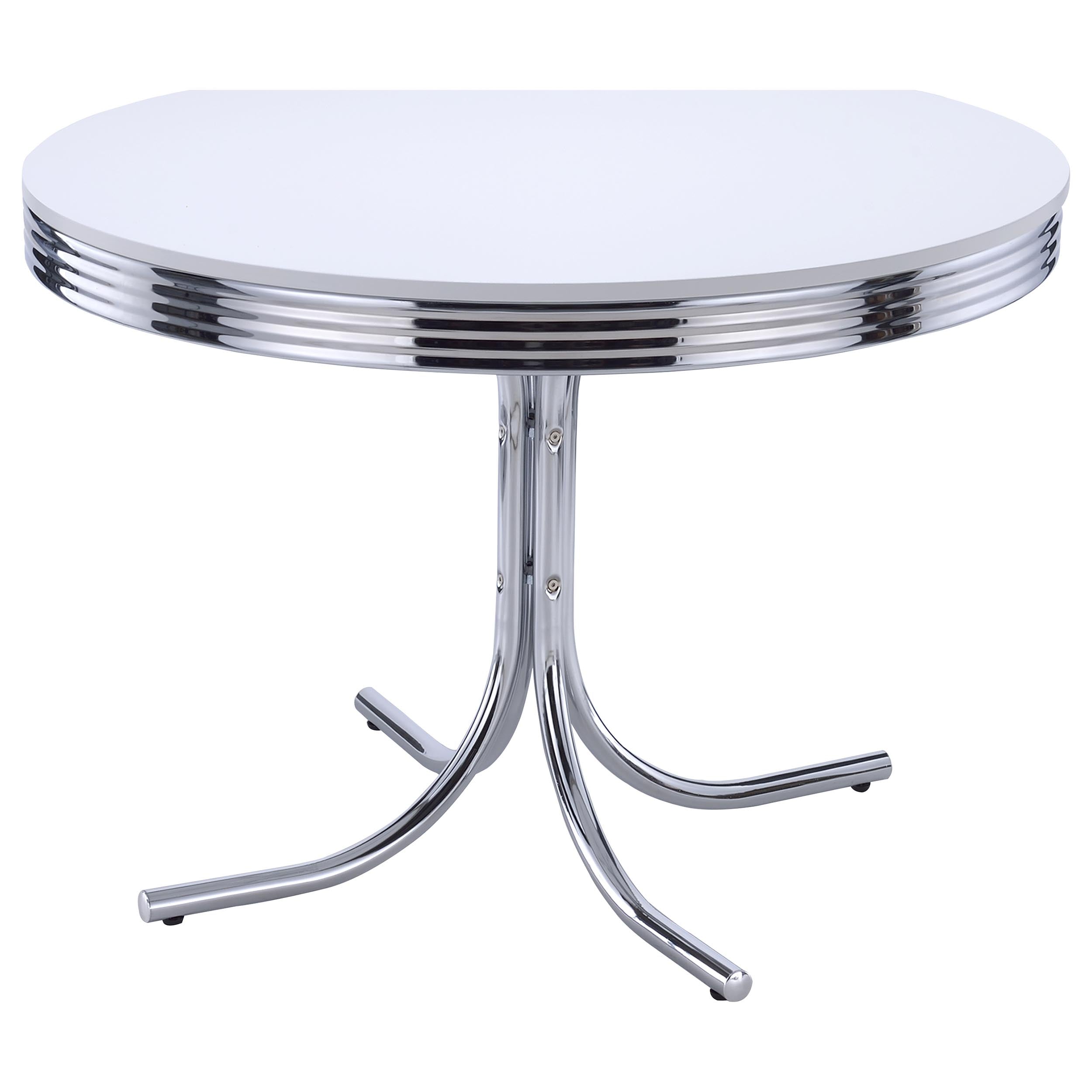 Dar Furniture - Coaster - Retro Round 42-inch Wood Top Dining Table White and Chrome - 2388