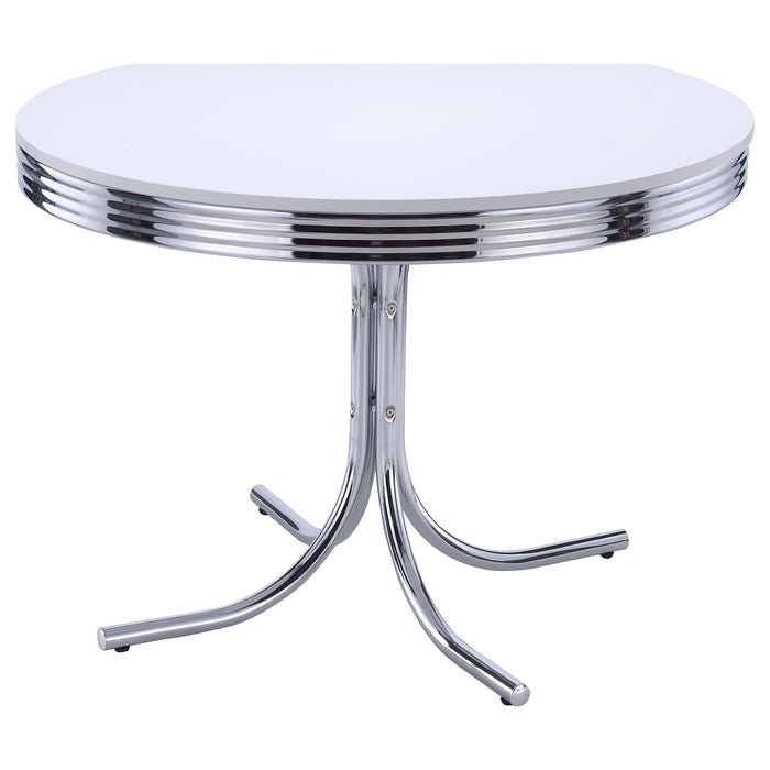 Retro Round 42-inch Wood Top Dining Table White and Chrome