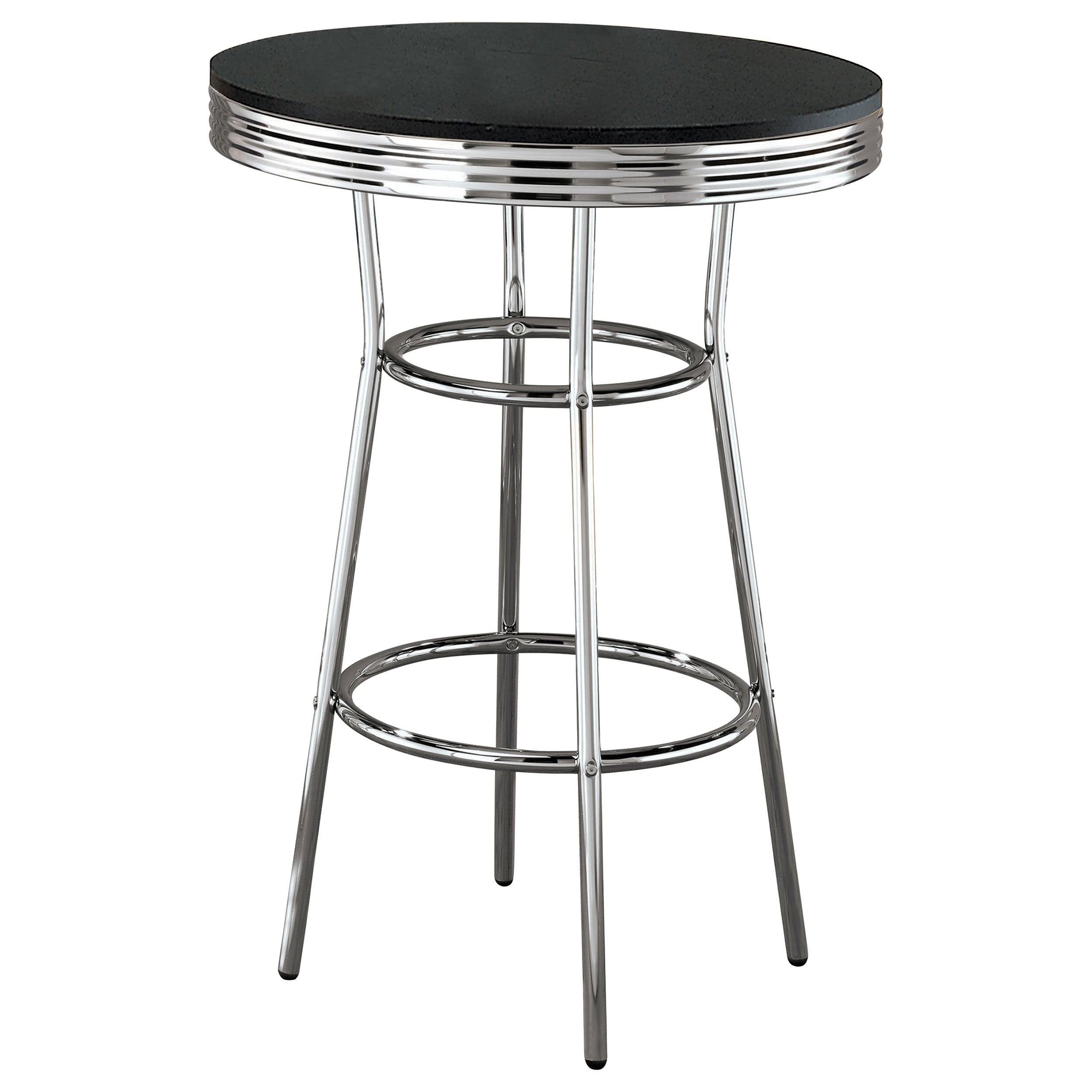 Dar Furniture - Coaster - Retro Round 30-inch 1950's Bistro Pub Height Bar Table Black - 2405