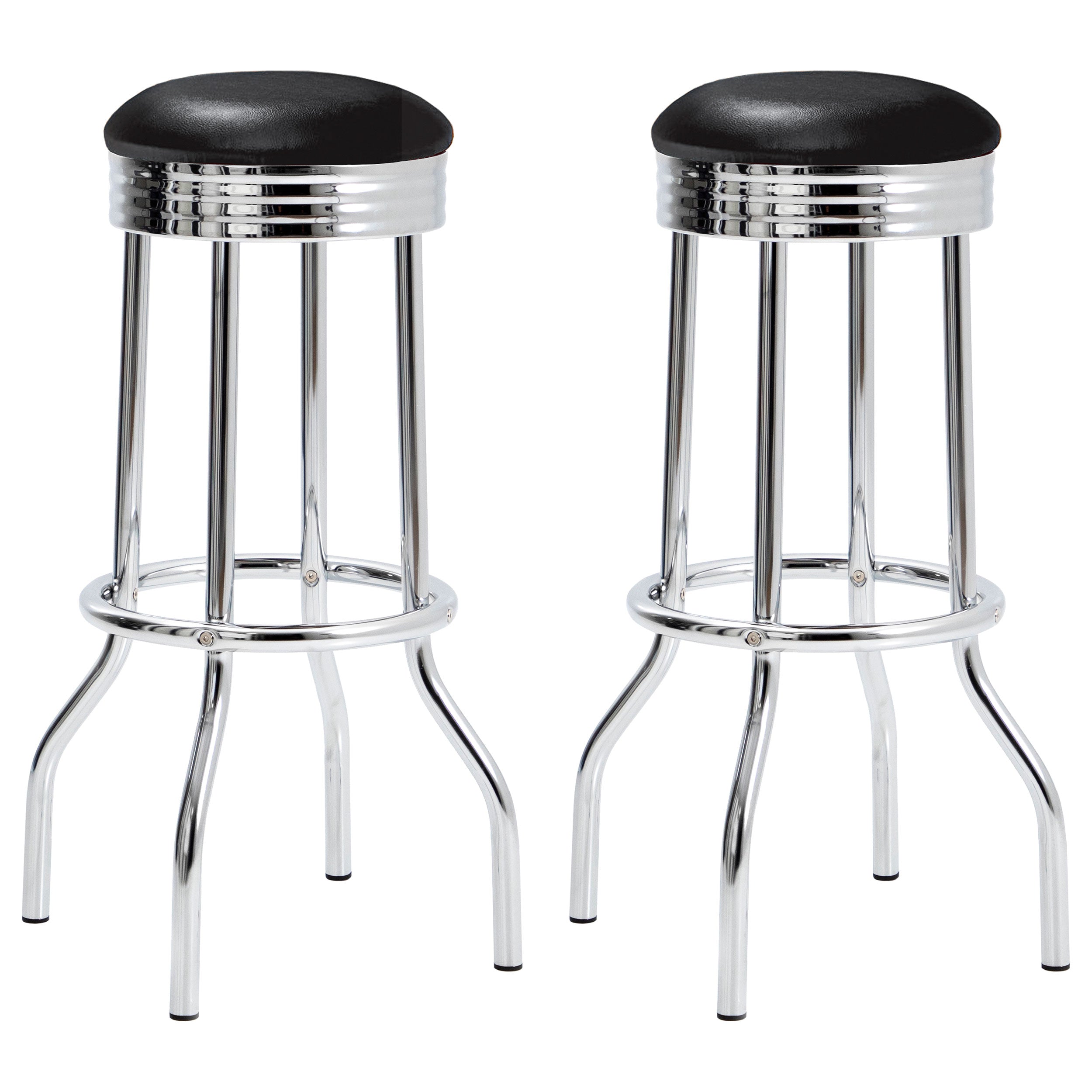 Dar Furniture - Coaster - Retro Upholstered Metal Swivel Bar Stool Black (Set of 2) - 2408