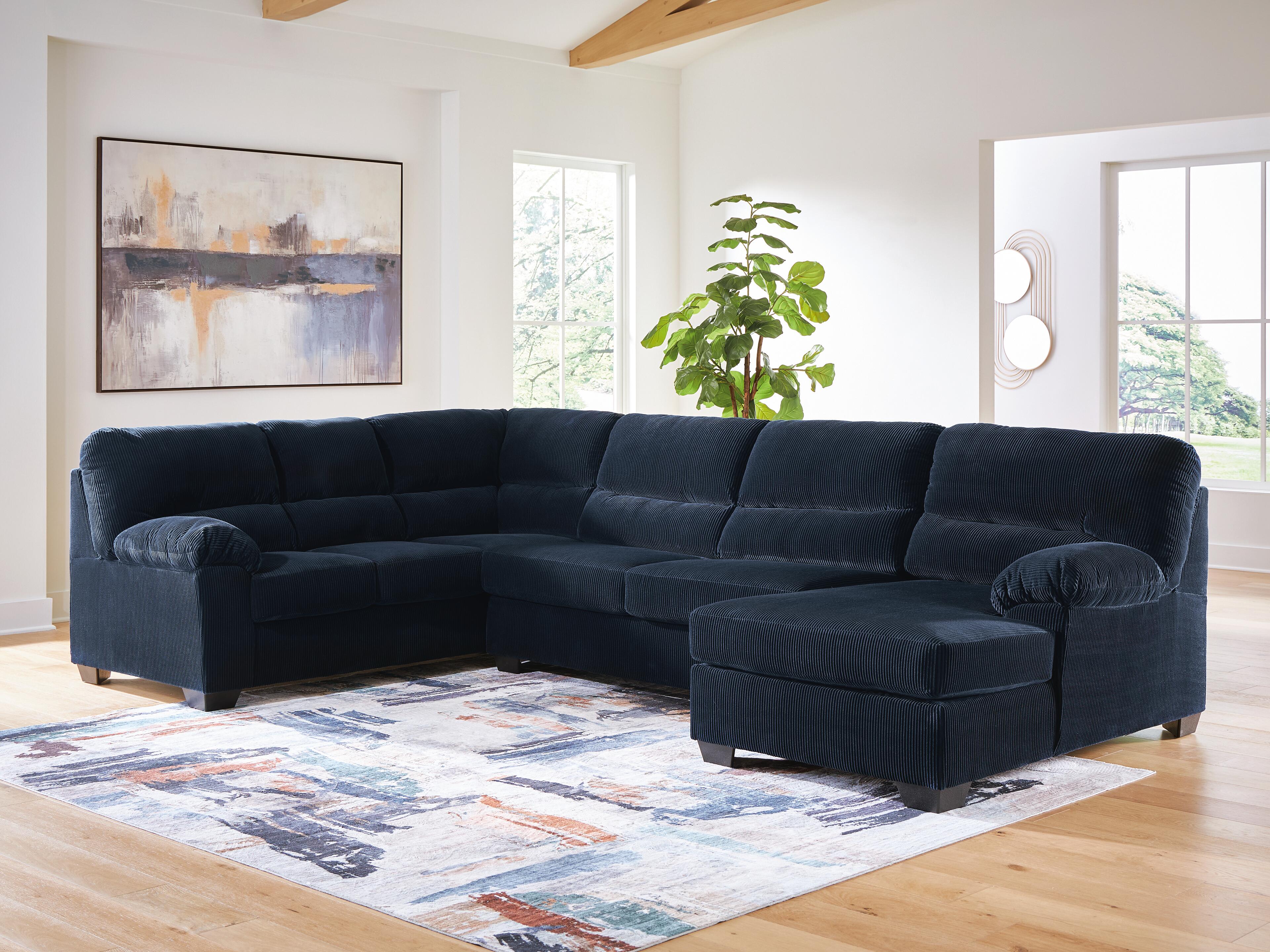 Dar Furniture - Ashley Furniture - SimpleJoy 3-Piece Sectional with Chaise - LAF 3-Piece Sectional with Chaise / Navy - 24205S2
