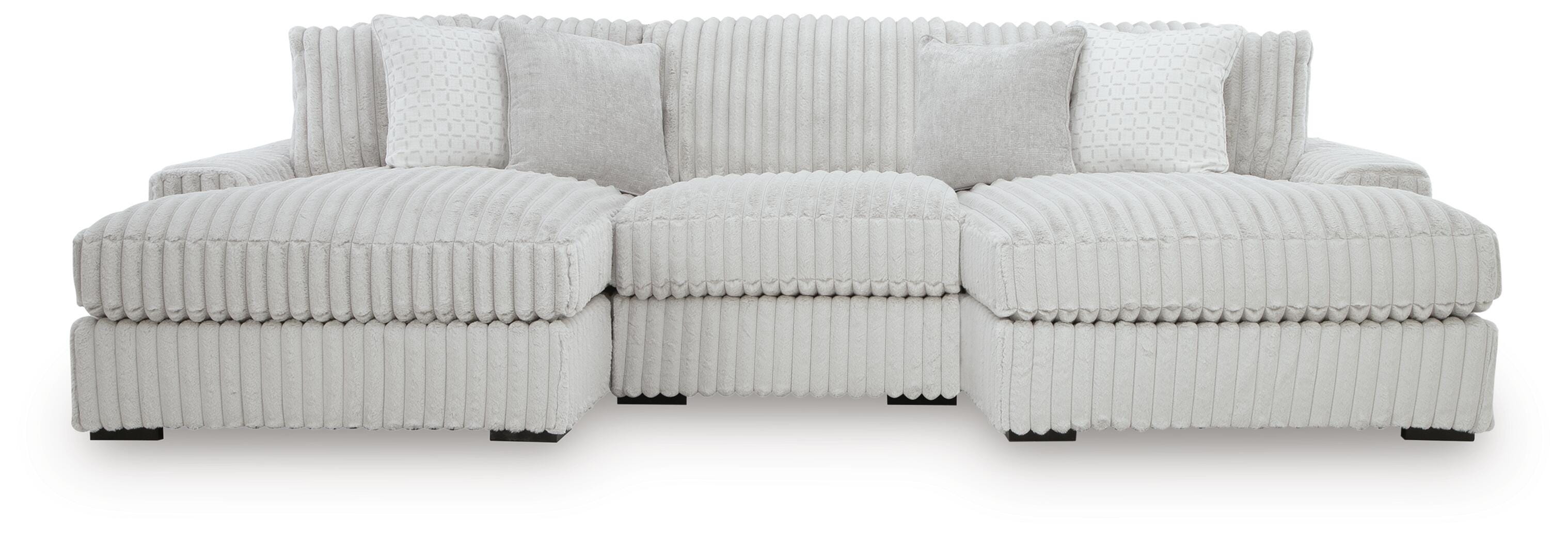 Dar Furniture - Ashley Furniture - Stupendous 3-Piece Sectional with Double Chaise - RAF 3-Piece Sectional with Double Chaise / Alloy - 25903S4
