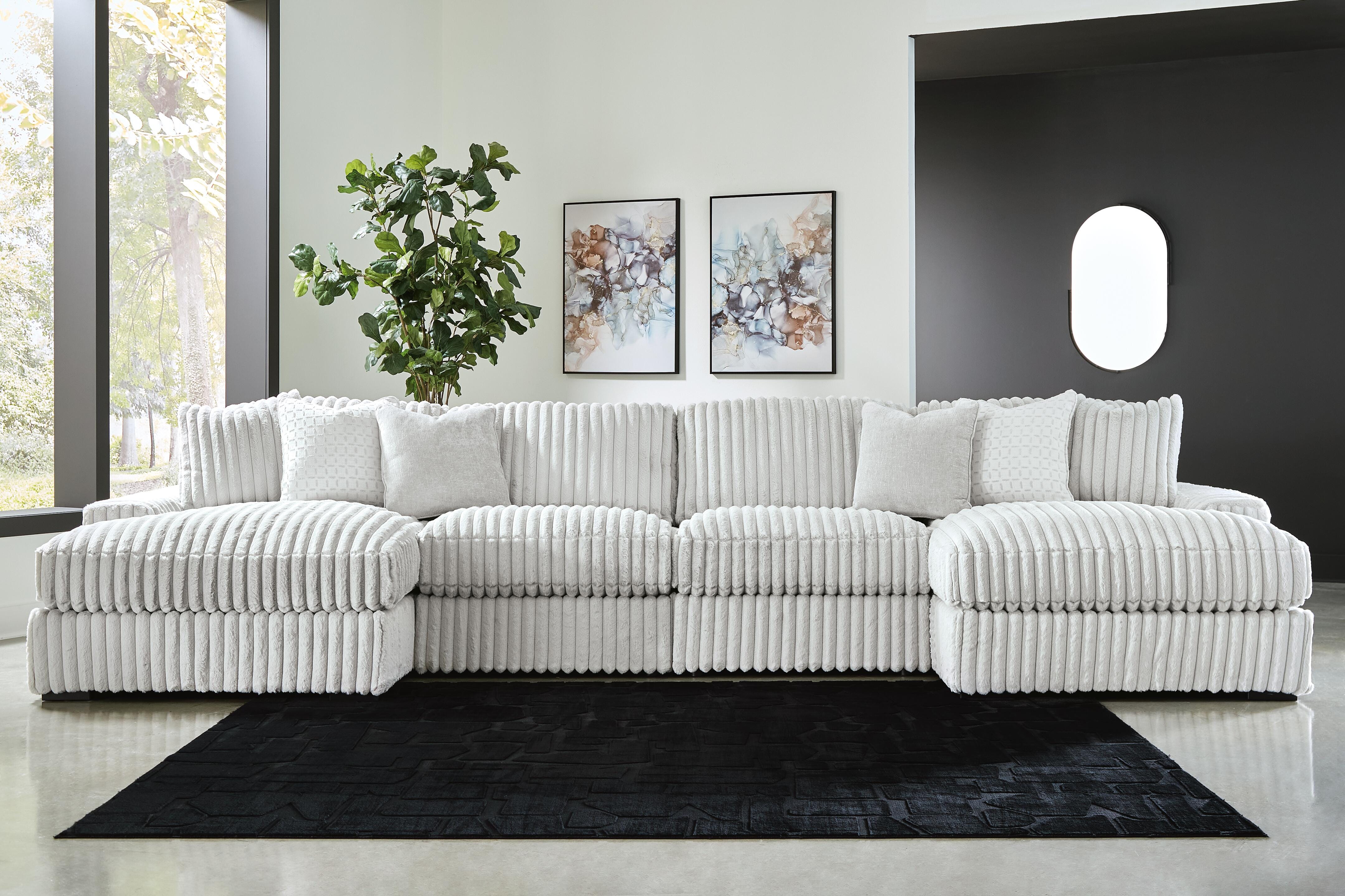 Dar Furniture - Ashley Furniture - Stupendous 4-Piece Sectional with Double Chaise - RAF 4-Piece Sectional with Double Chaise / Alloy - 25903S5