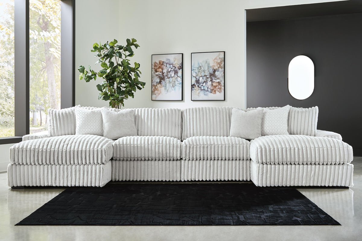 Dar Furniture - Ashley Furniture - Stupendous 4-Piece Sectional with Double Chaise - RAF 4-Piece Sectional with Double Chaise / Alloy - 25903S5